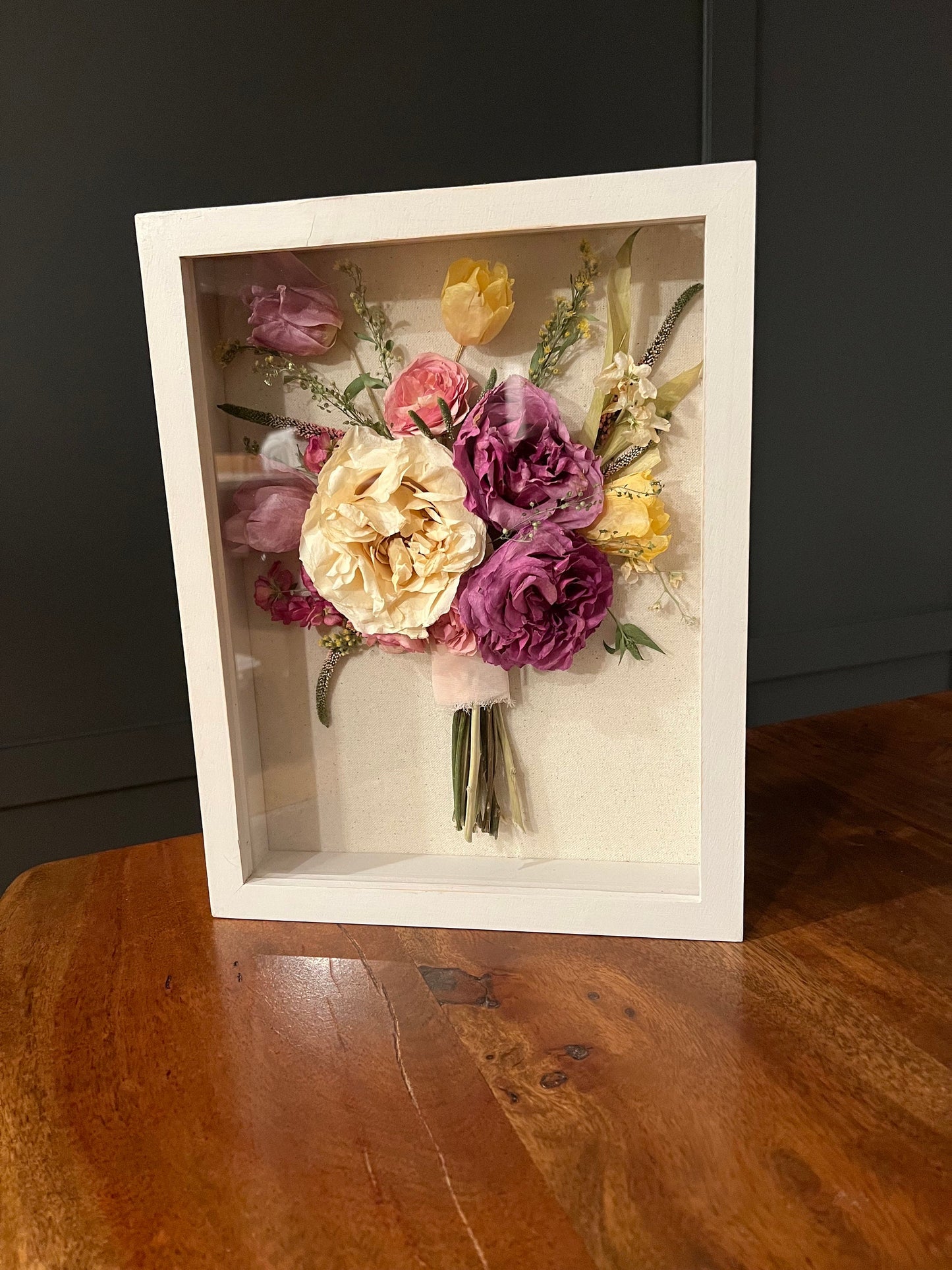 Bouquet Preservation, Shadow Box, Keepsake Box, Memory, Bridal Flowers, Display Case, Frame Box Flower, White, Bouquet Memory Box