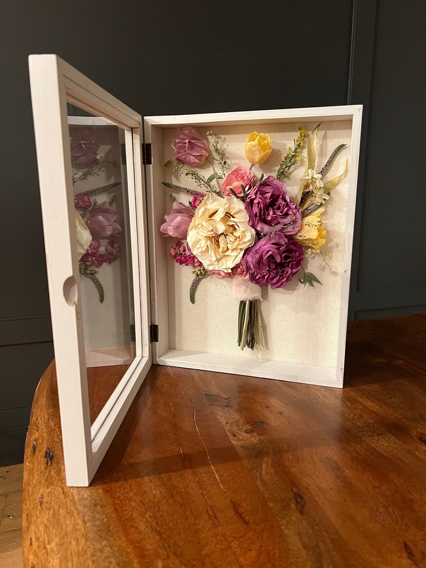 Bouquet Preservation, Shadow Box, Keepsake Box, Memory, Bridal Flowers, Display Case, Frame Box Flower, White, Bouquet Memory Box
