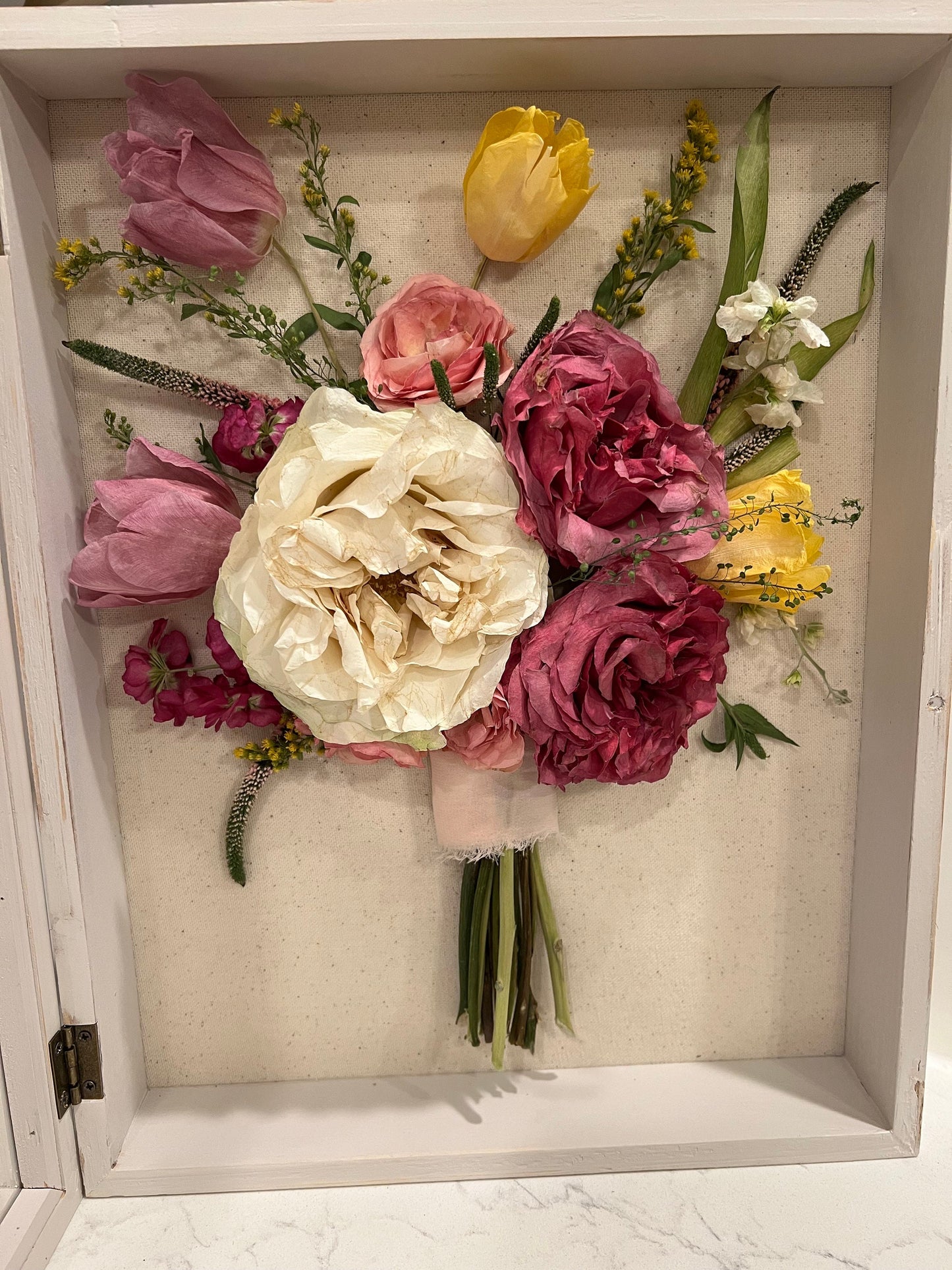 Bouquet Preservation, Shadow Box, Keepsake Box, Memory, Bridal Flowers, Display Case, Frame Box Flower, White, Bouquet Memory Box