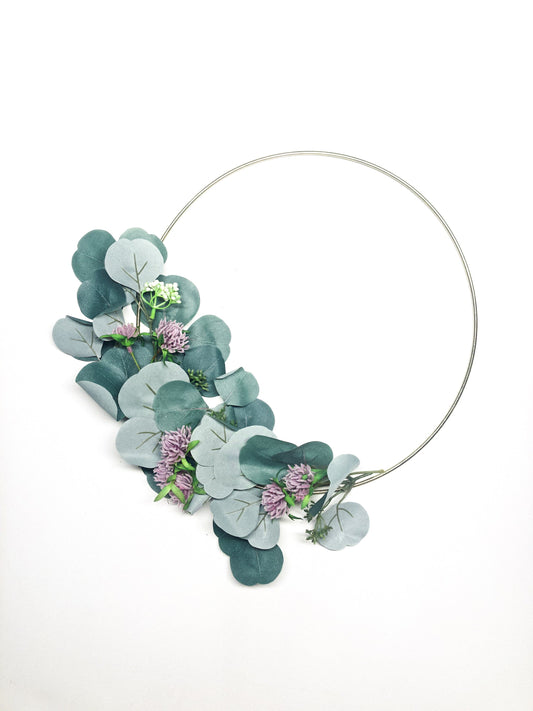 Metal Ring Wreath, Silver Dollar Eucalyptus Hoop Wreath, Pink, Gold, Thin, Wall, Nursery, Small, Modern, Ring, Indoor, Green Blue, Farmhouse
