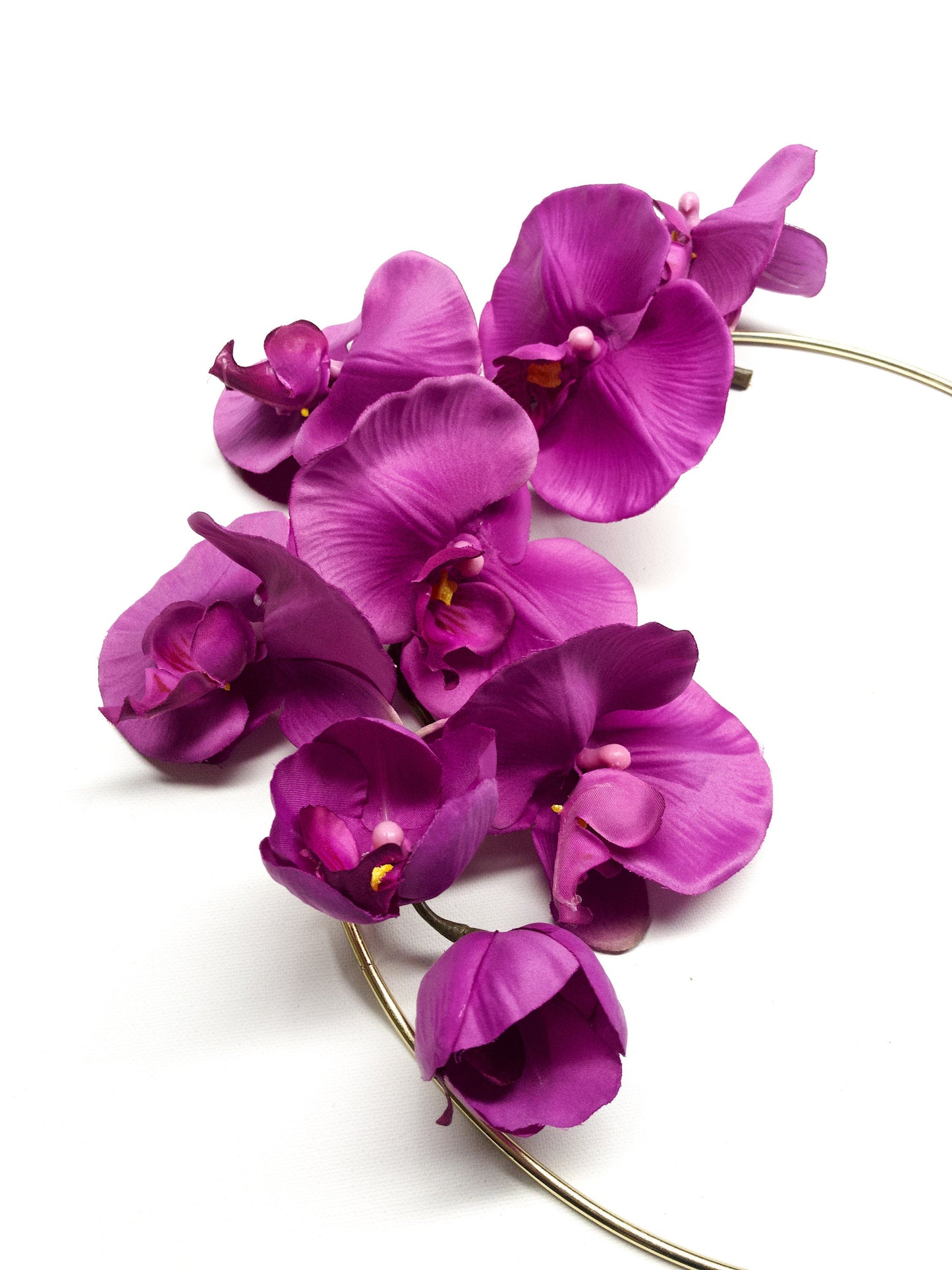 Metal Ring Wreath, Orchid, #104, Purple, Gold, Spring, Purple, Summer, Modern, Wall, Nursery, Hoop, Door, Indoor, Inside, Small, Spring