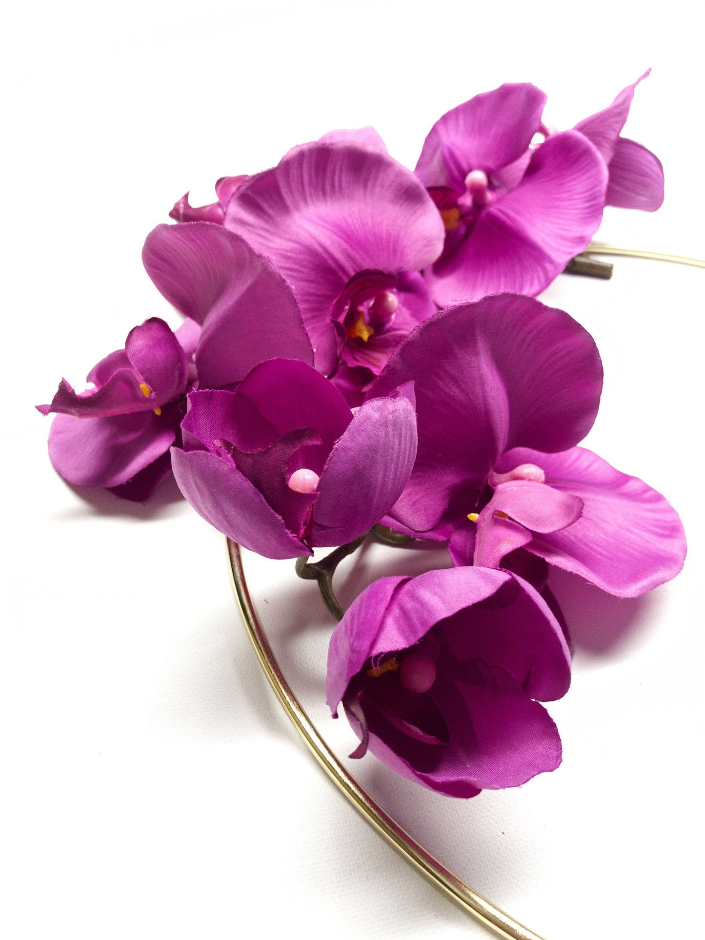 Metal Ring Wreath, Orchid, #104, Purple, Gold, Spring, Purple, Summer, Modern, Wall, Nursery, Hoop, Door, Indoor, Inside, Small, Spring
