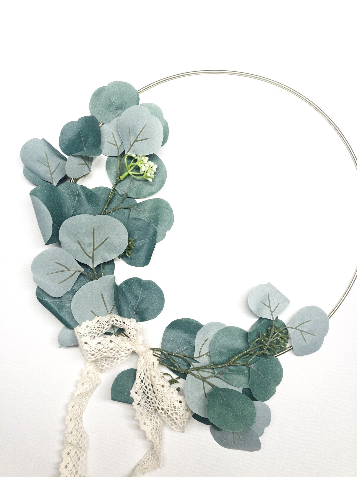 Metal Ring Wreath, Silver Dollar Eucalyptus Hoop, Metal Gold, Wall, Nursery, Small, Modern, Indoor, Green, Blue, Inside, Floral, Farmhouse