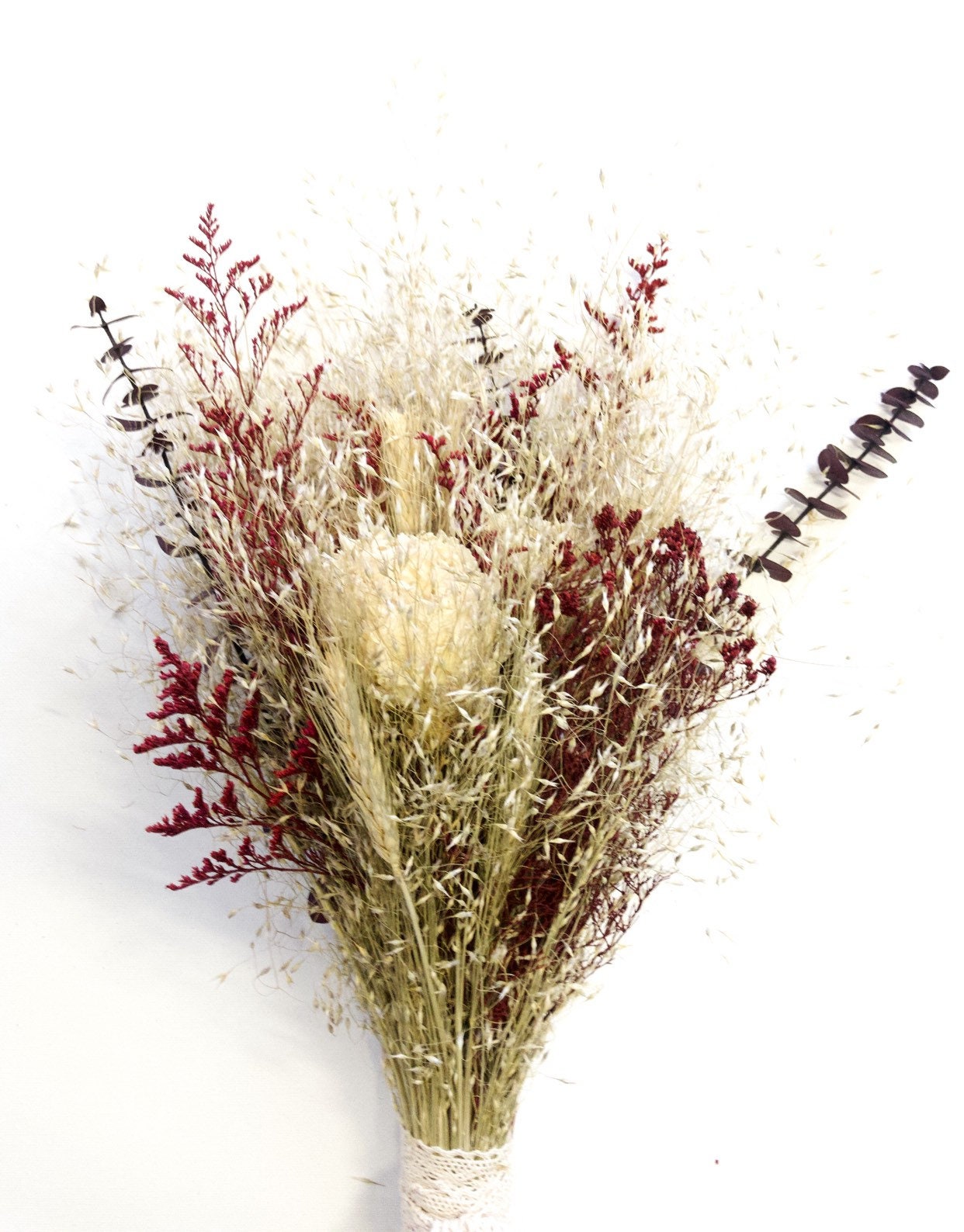 Fall Wedding Bouquet, Boho Wedding, Indian Grass, Peonies, Peony, Caspia, Eucalyptus, Red, Burgundy, Beige, White Simple Autumn