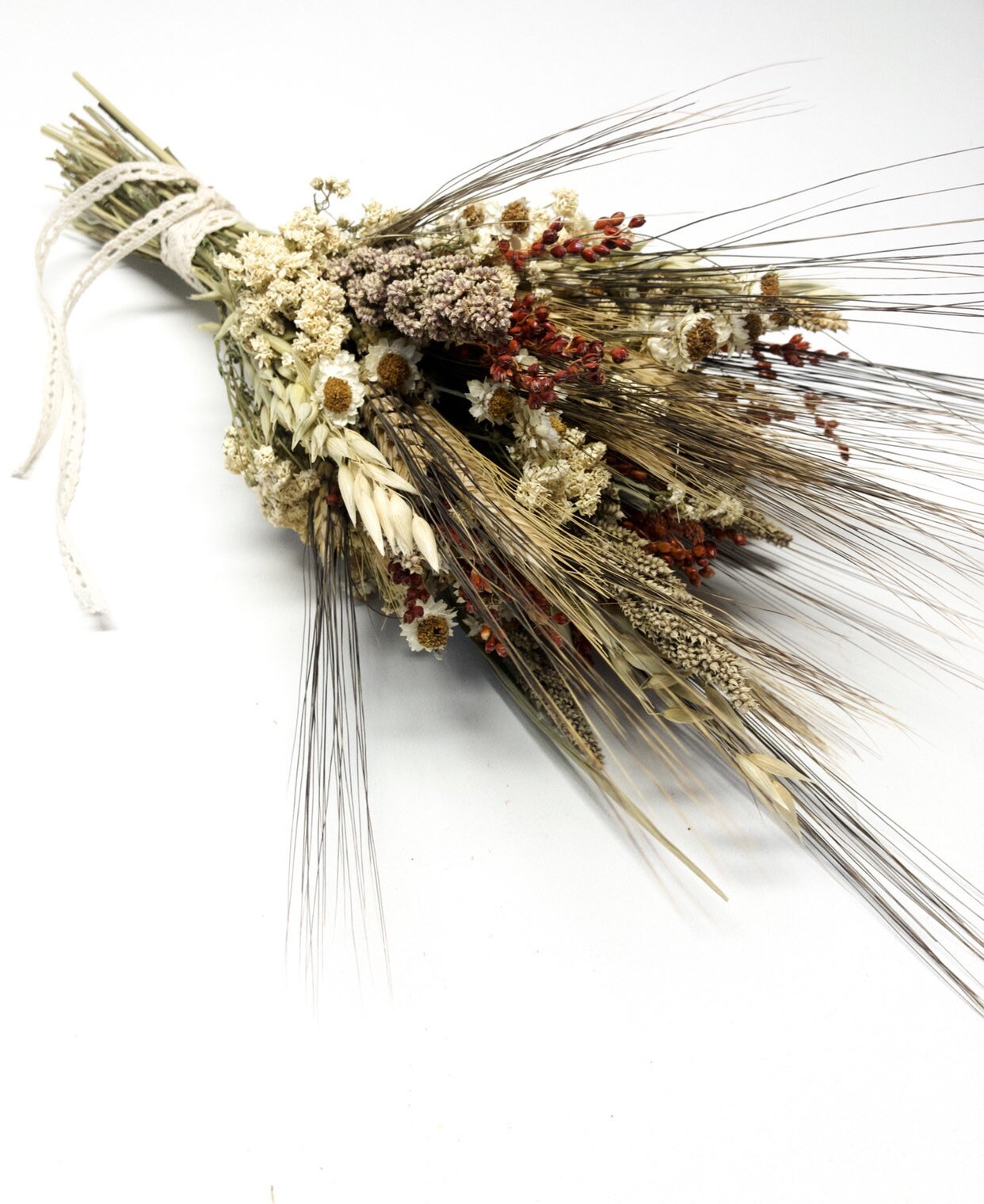 Fall Wedding Bouquet, Fall Collection, Wheat, Grass, Millet, Broom Corn, Oats, Red, Burgundy, Beige, White, Simple, Gentle, Elegant