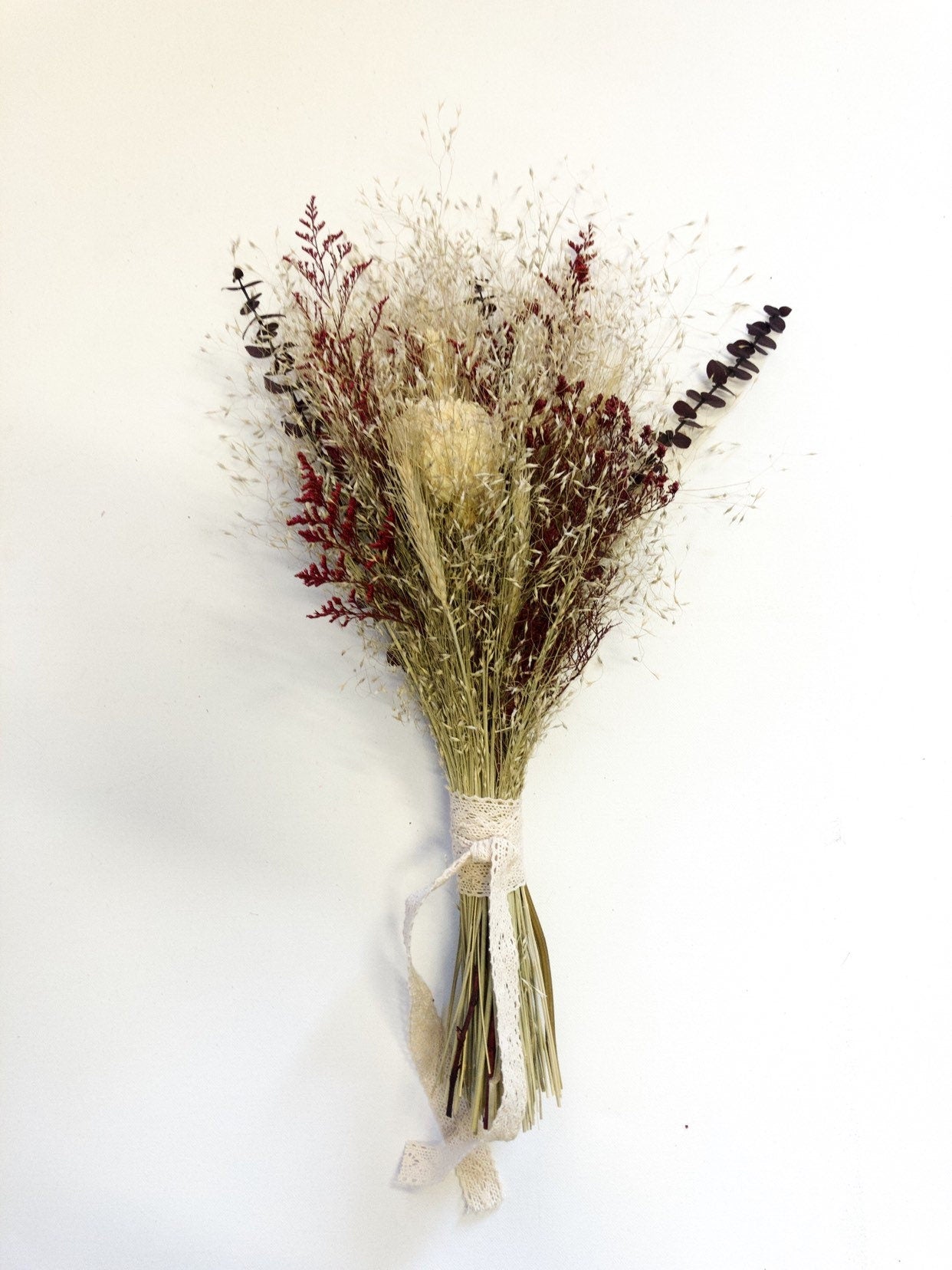 Fall Wedding Bouquet, Boho Wedding, Indian Grass, Peonies, Peony, Caspia, Eucalyptus, Red, Burgundy, Beige, White Simple Autumn