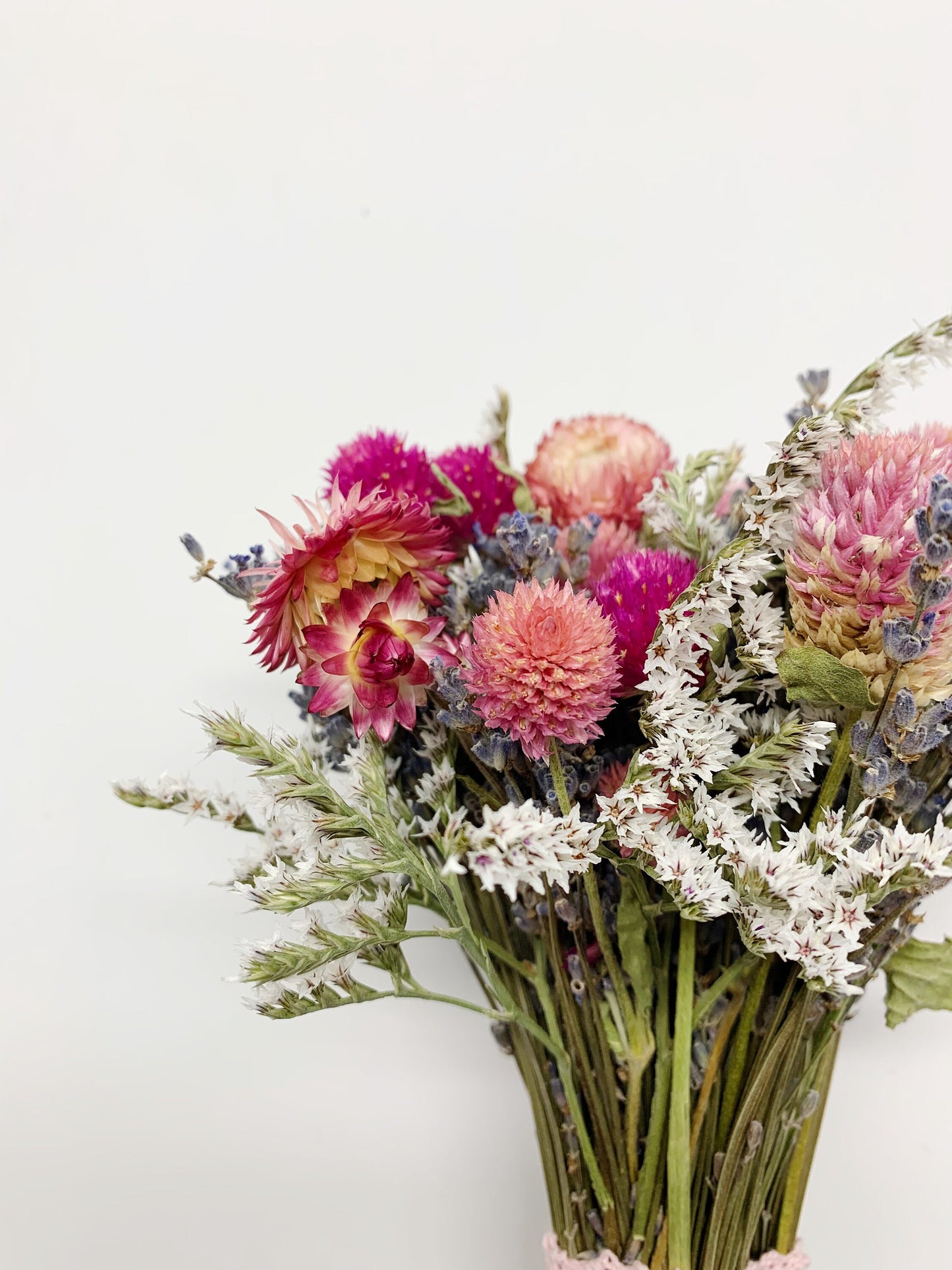 Wedding Bouquet, Valentine, Dried, Natural Flowers, Present, Flowers, Colorful, Light, Gentle, pink, purple, strawflowers, Lavender
