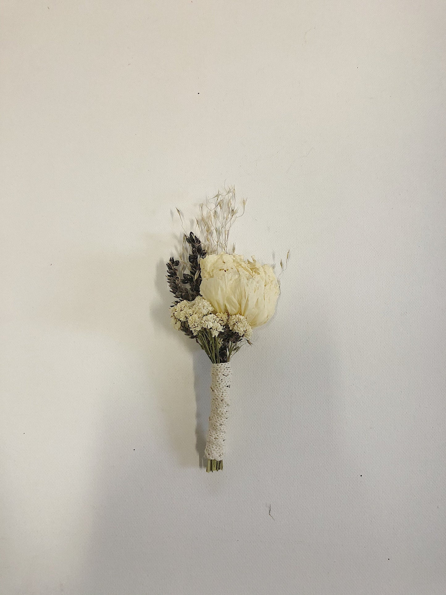 Wedding Bouquet, Dried Flowers, Preserved, Bridal, Cream, White Peony, Achillea of Pearl, Arrow Grass, Black Sorghum, Cream
