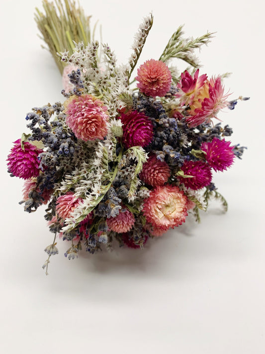 Wedding Bouquet, Valentine, Dried, Natural Flowers, Present, Flowers, Colorful, Light, Gentle, pink, purple, strawflowers, Lavender