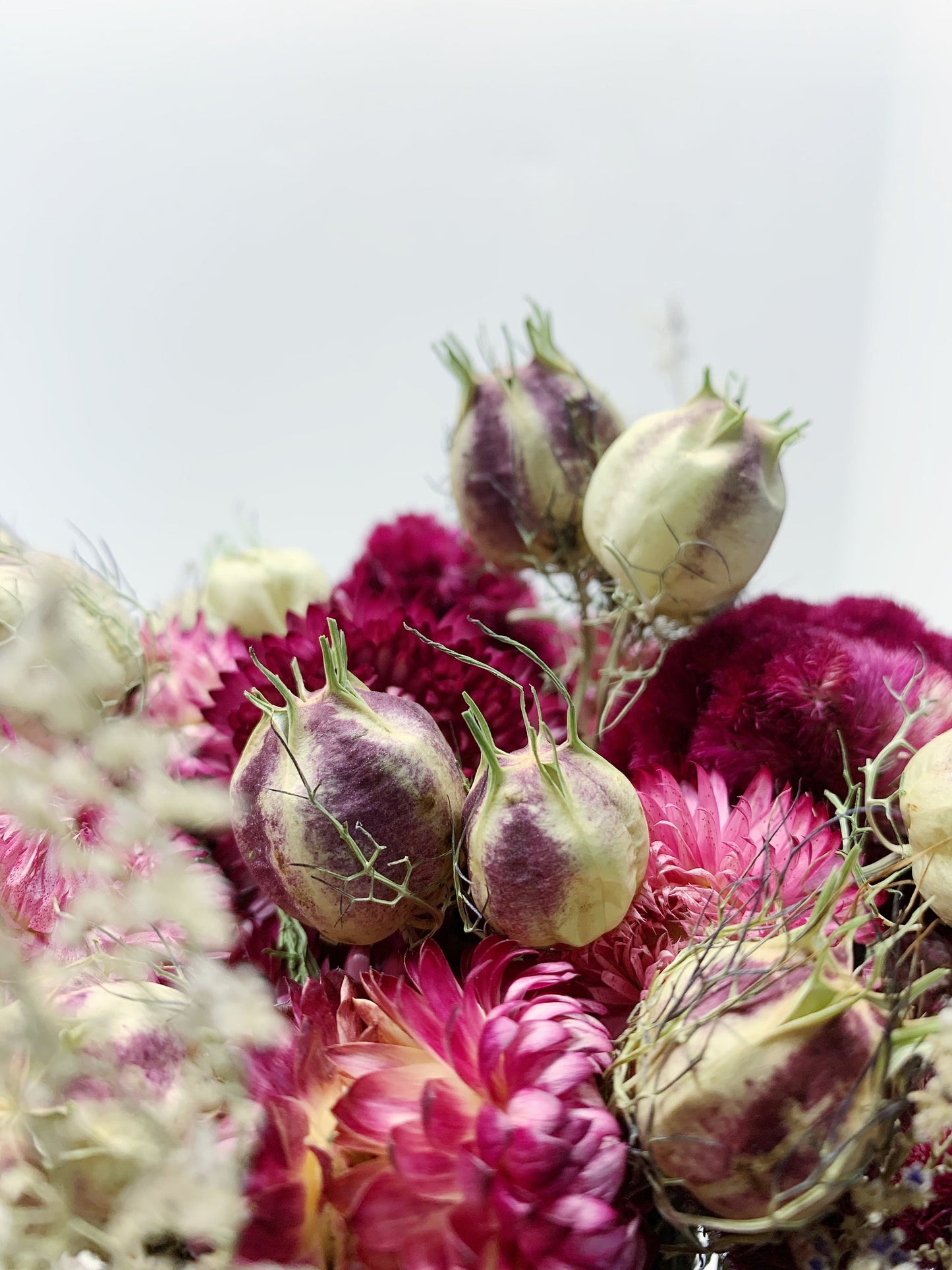 Wedding Bouquet, Spring Collection, Dried Flowers, Bridal, Strawflowers, Nigella, Caspia, Preserved Floral, Coxcomb
