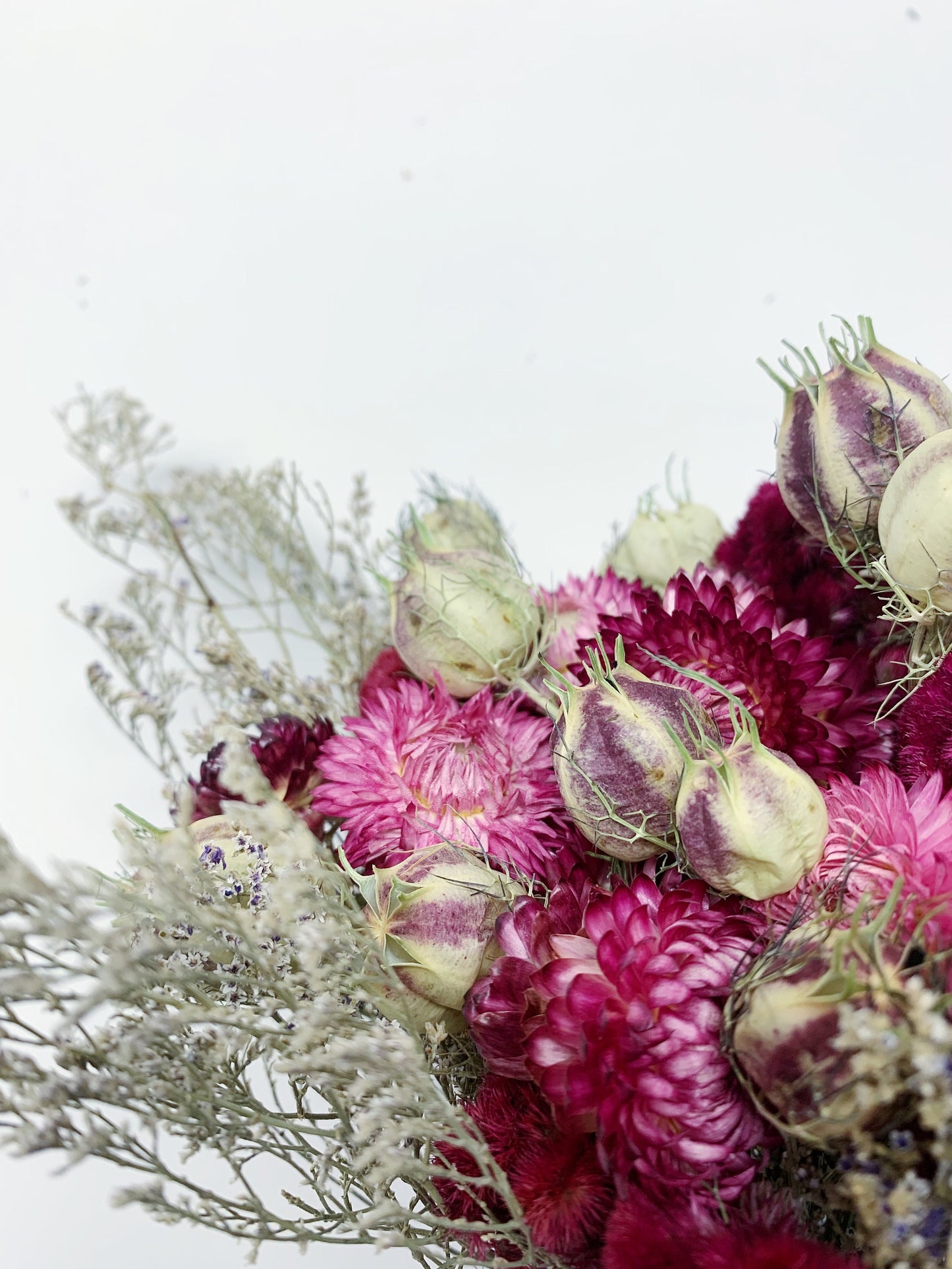 Wedding Bouquet, Spring Collection, Dried Flowers, Bridal, Strawflowers, Nigella, Caspia, Preserved Floral, Coxcomb