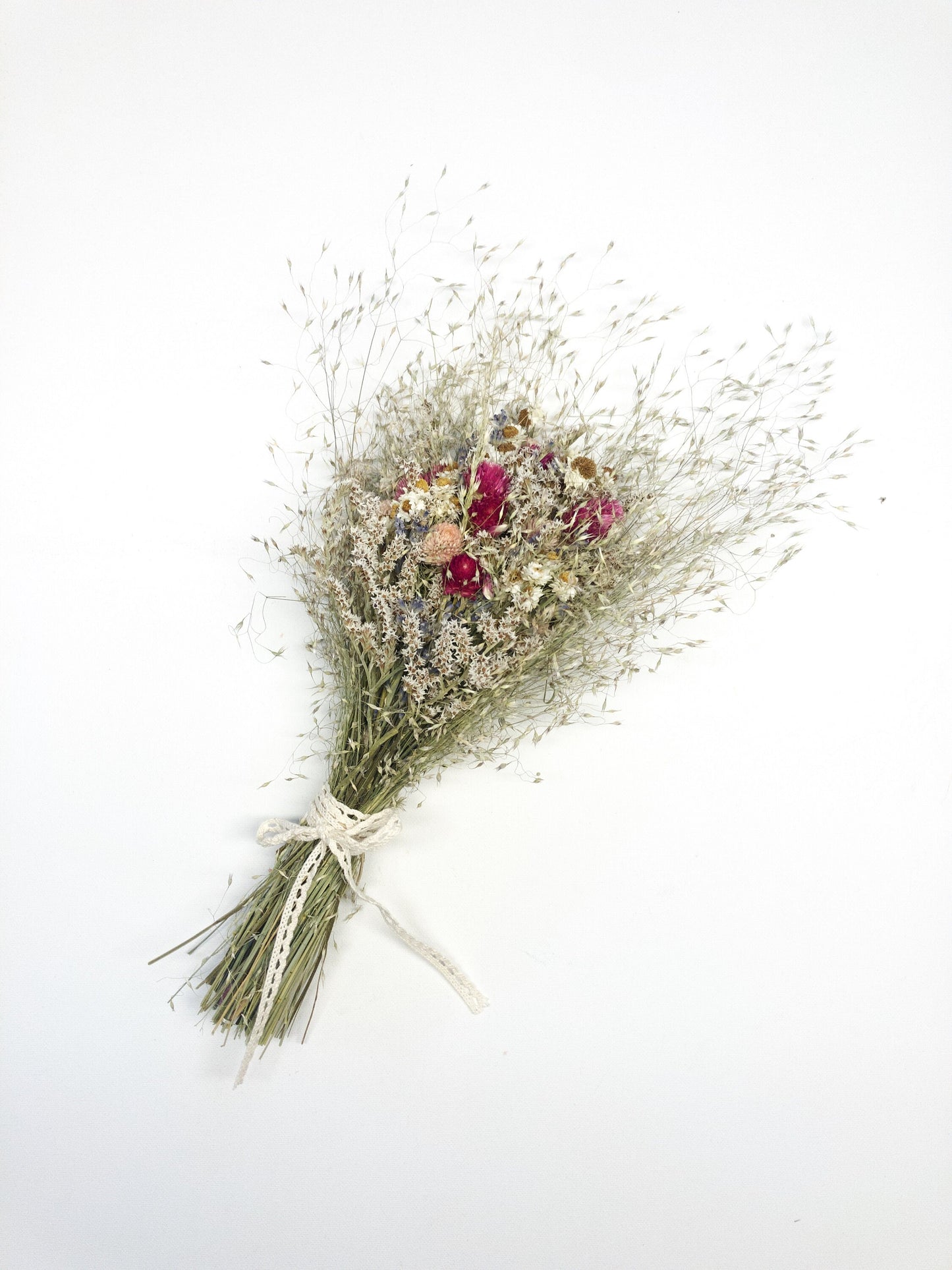 Wedding Bouquet, Dried Flowers, Spring Colors, Anniversary Gift, Present, Pink, Cream, Indian Rice, House Decor, Hair Comb, Head Wreath