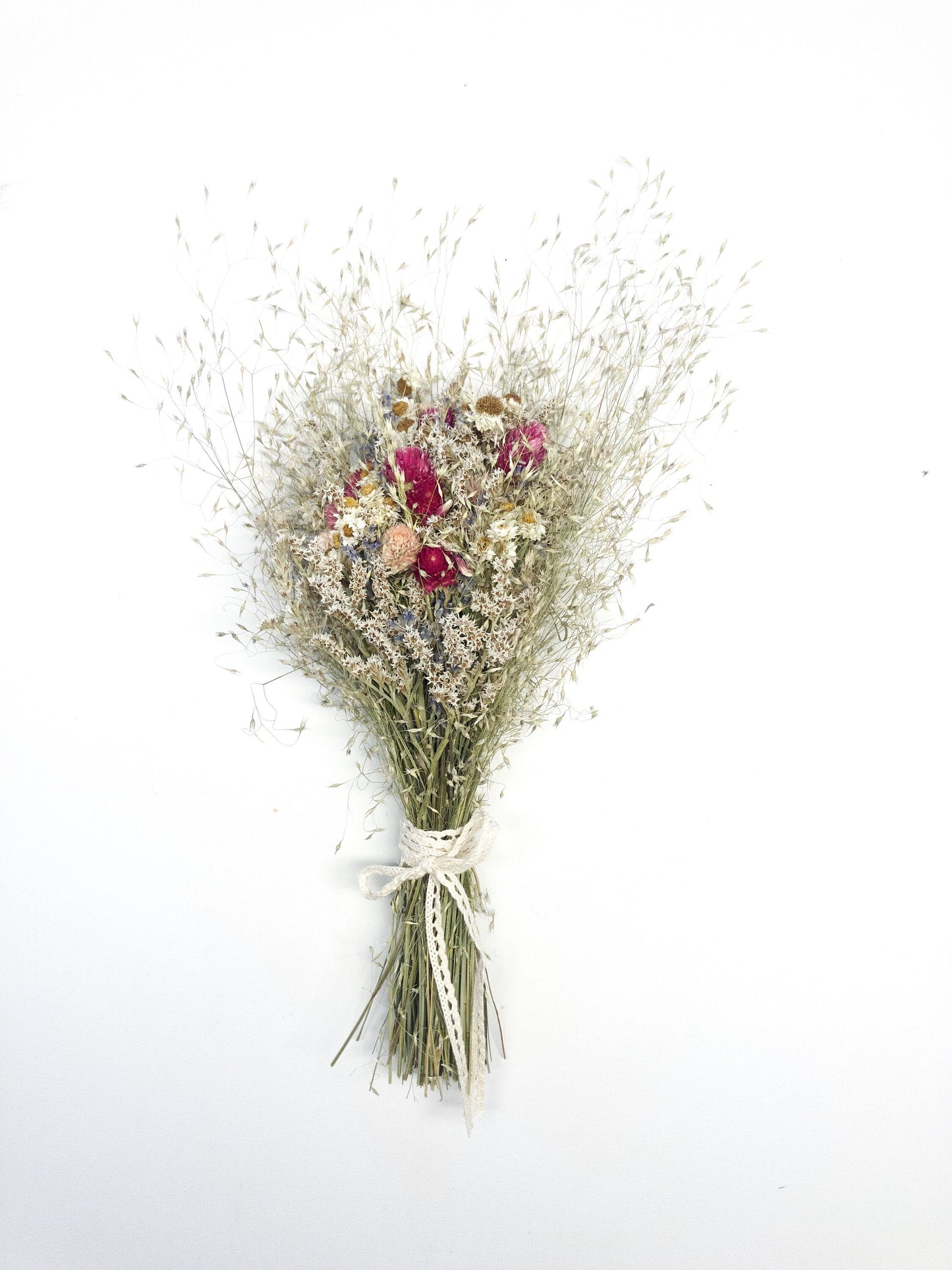 Wedding Bouquet, Dried Flowers, Spring Colors, Anniversary Gift, Present, Pink, Cream, Indian Rice, House Decor, Hair Comb, Head Wreath