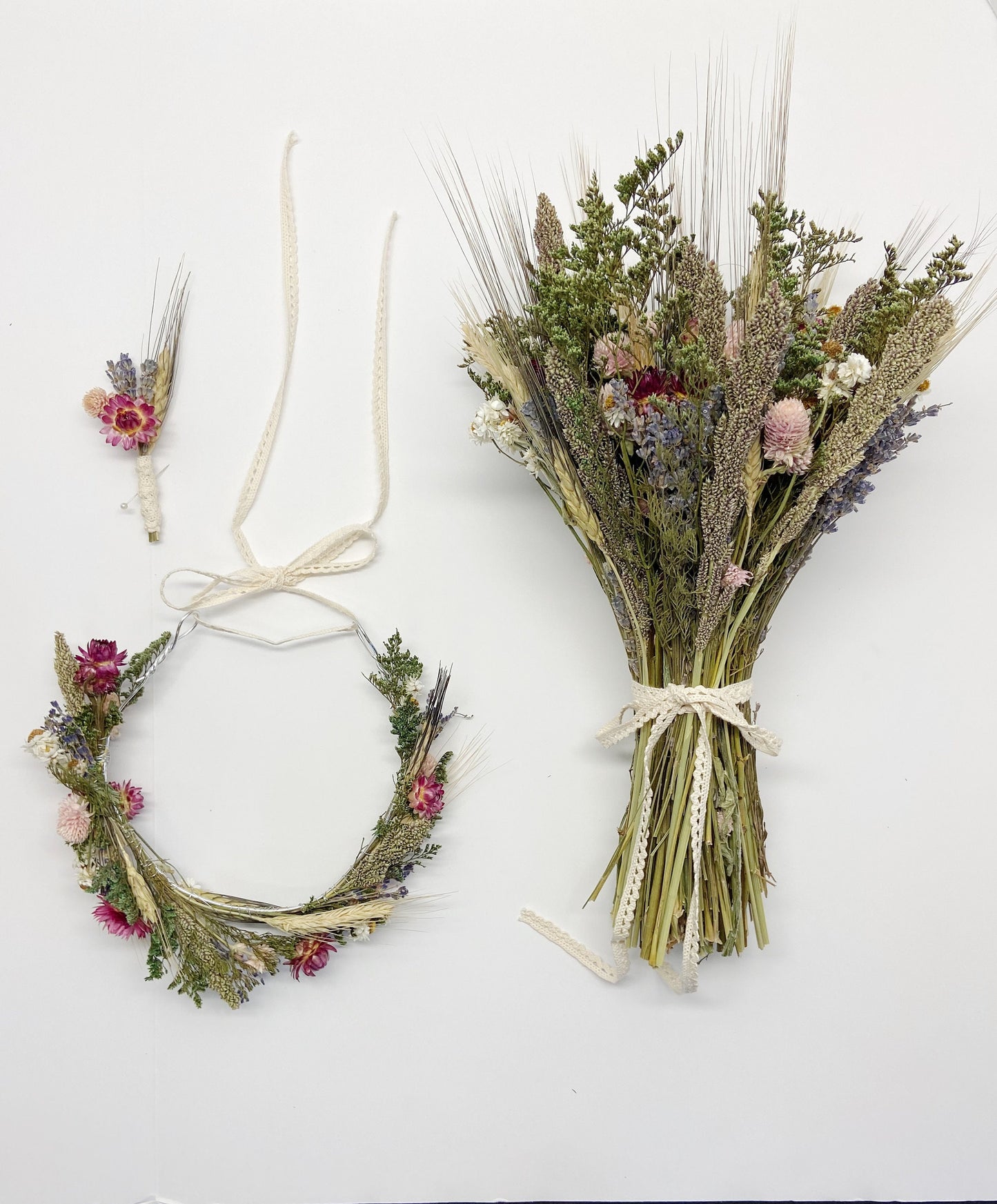 Floral Crown, Head Wreath, Wedding Hair Accessories, Wall Art, Headband, Flower Wreath, Preserved Flowers, Strawflowers, Ammobium, Caspia