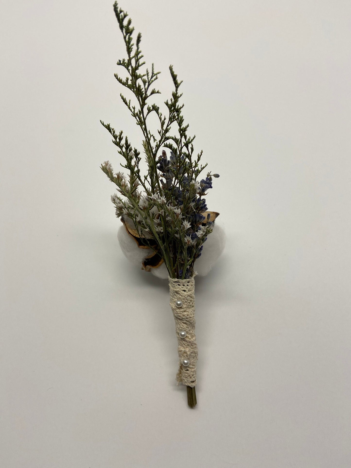 Cotton Wedding Boutonniere, Dried flowers, Preserved, Wedding Accessory, Rustic Wedding, Simplicity, Simple, Neutral