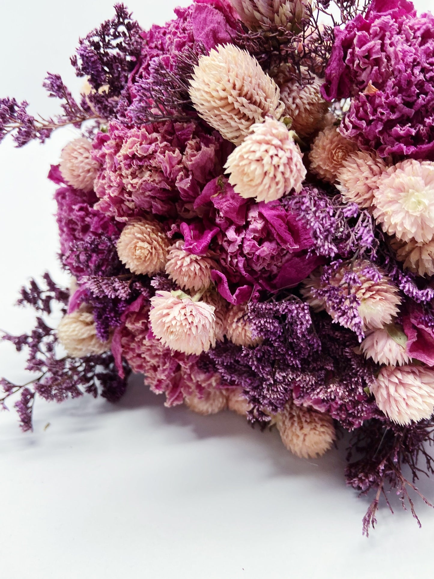 Wedding Bouquet, Preserved Flowers, Dried Floral, Throw Bouquet, Peonies, Pink, Purple, Home Decor, burgundy, Caspia, Globe Amaranth