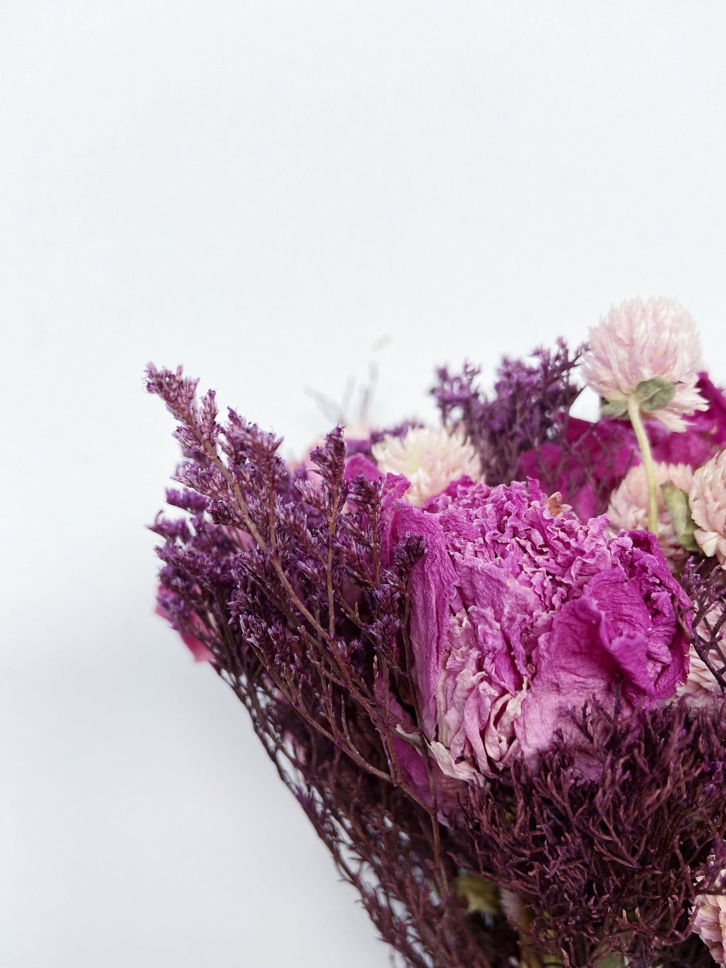 Wedding Bouquet, Preserved Flowers, Dried Floral, Throw Bouquet, Peonies, Pink, Purple, Home Decor, burgundy, Caspia, Globe Amaranth