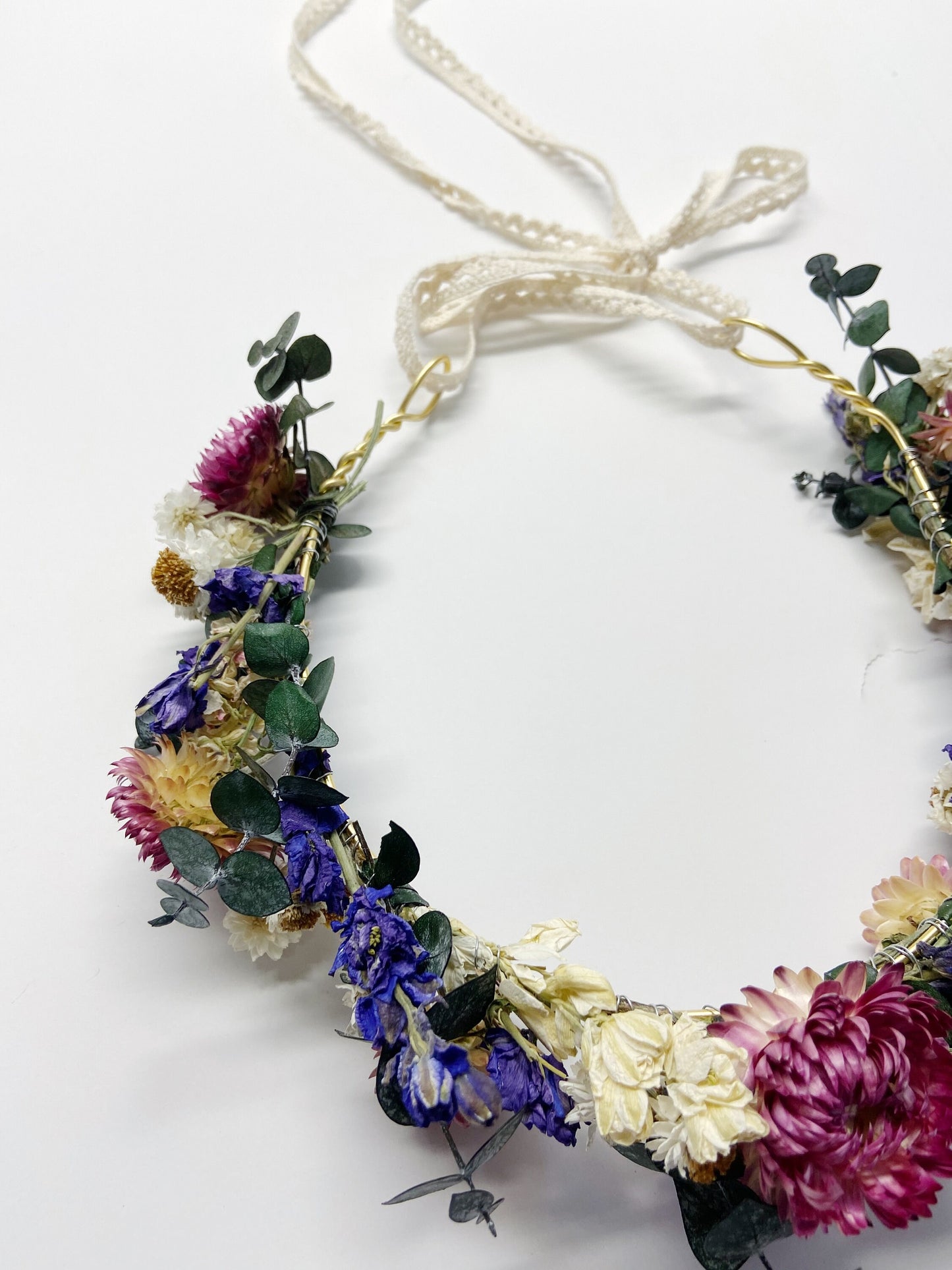 Floral Crown, Head Wreath, Wedding Accessories, Preserved Flowers, Dried Florals, Forever Crown, Eucalyptus, ammobium, Strawflowers