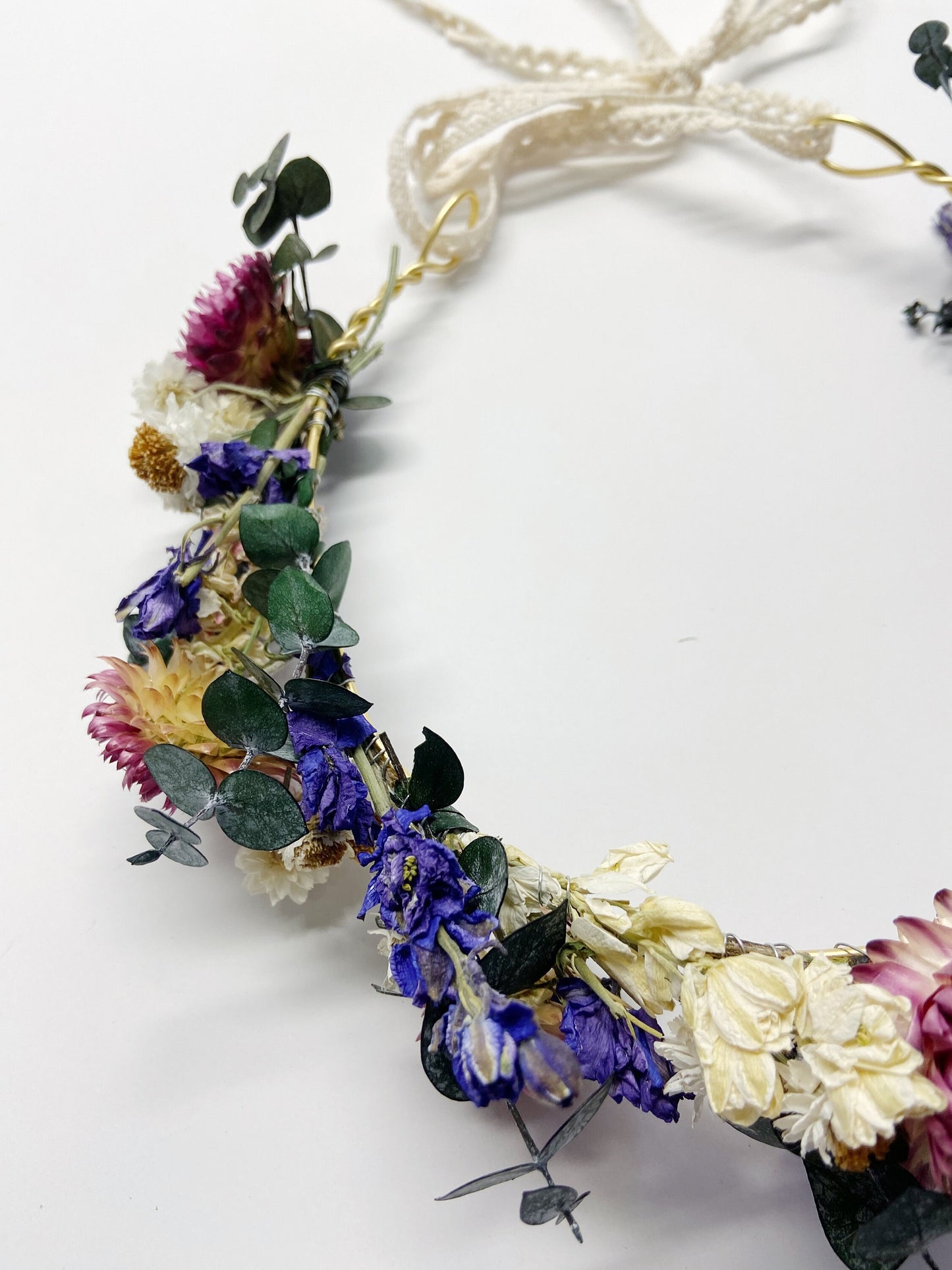 Floral Crown, Head Wreath, Wedding Accessories, Preserved Flowers, Dried Florals, Forever Crown, Eucalyptus, ammobium, Strawflowers