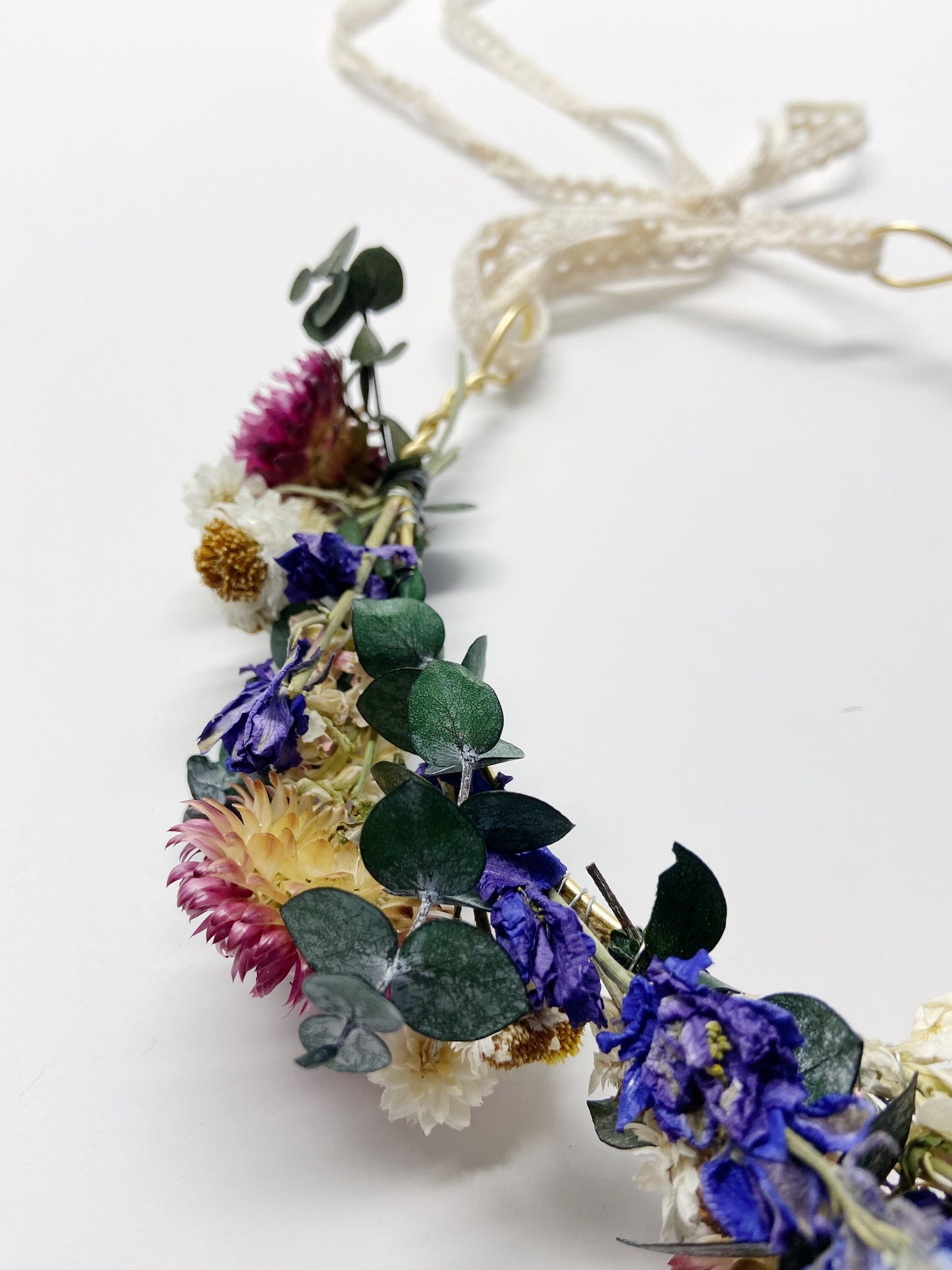 Floral Crown, Head Wreath, Wedding Accessories, Preserved Flowers, Dried Florals, Forever Crown, Eucalyptus, ammobium, Strawflowers