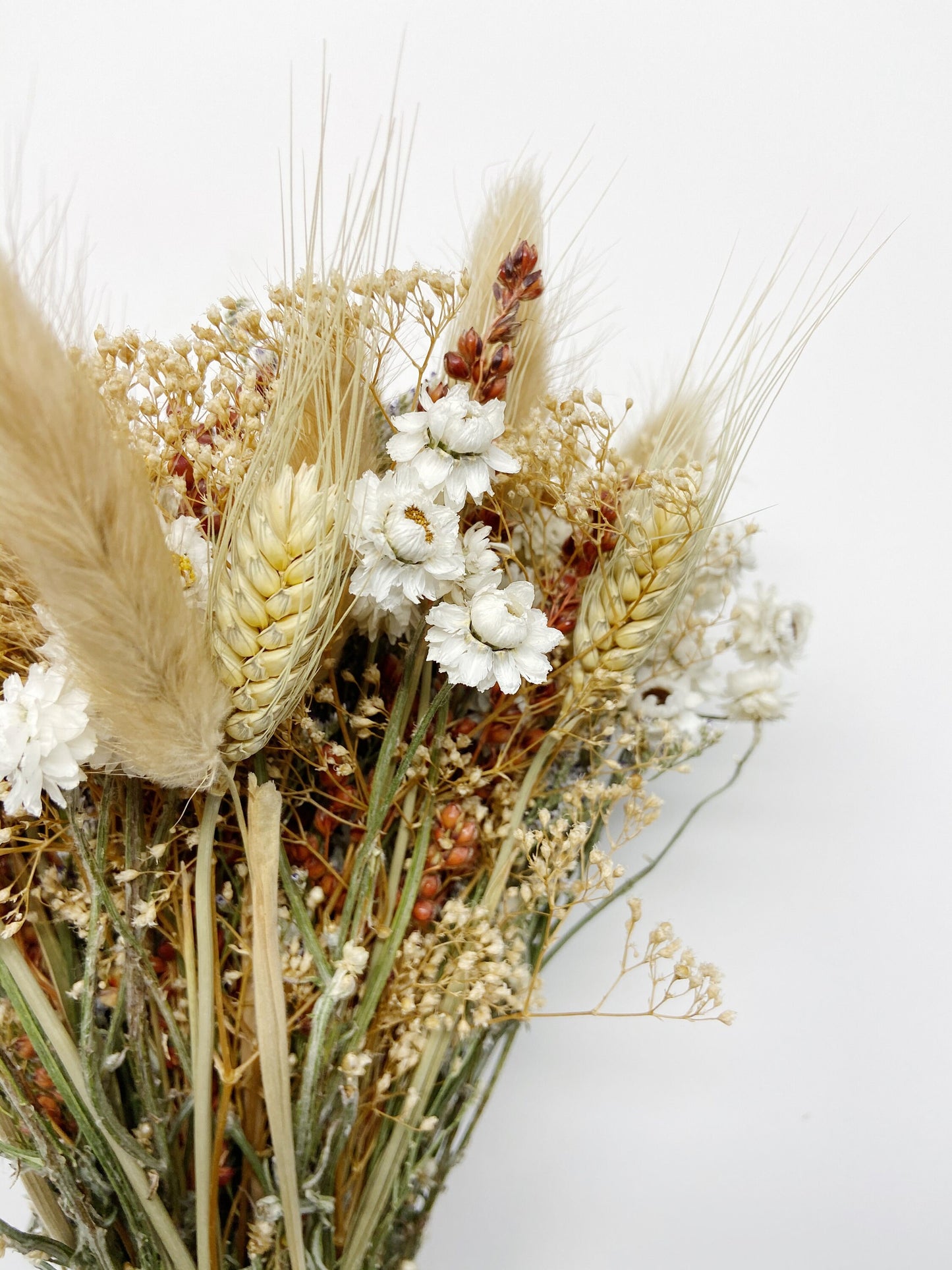Wedding Bouquet, Fall, Dried Flowers, Hair comb, Head Wreath, Preserved, Rustic, Ammobium, bunny tails, ammonium, red broom corn,