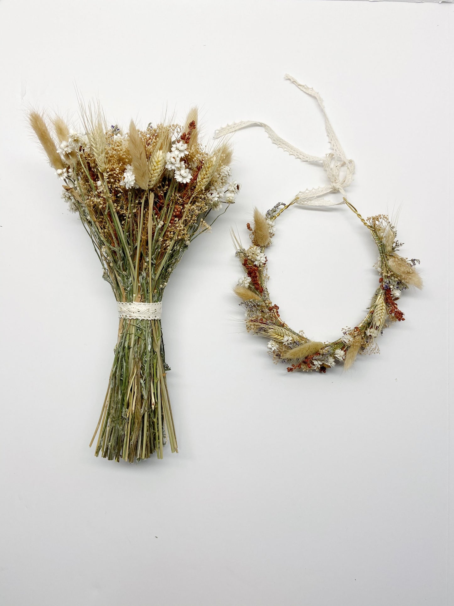 Wedding Bouquet, Fall, Dried Flowers, Hair comb, Head Wreath, Preserved, Rustic, Ammobium, bunny tails, ammonium, red broom corn,