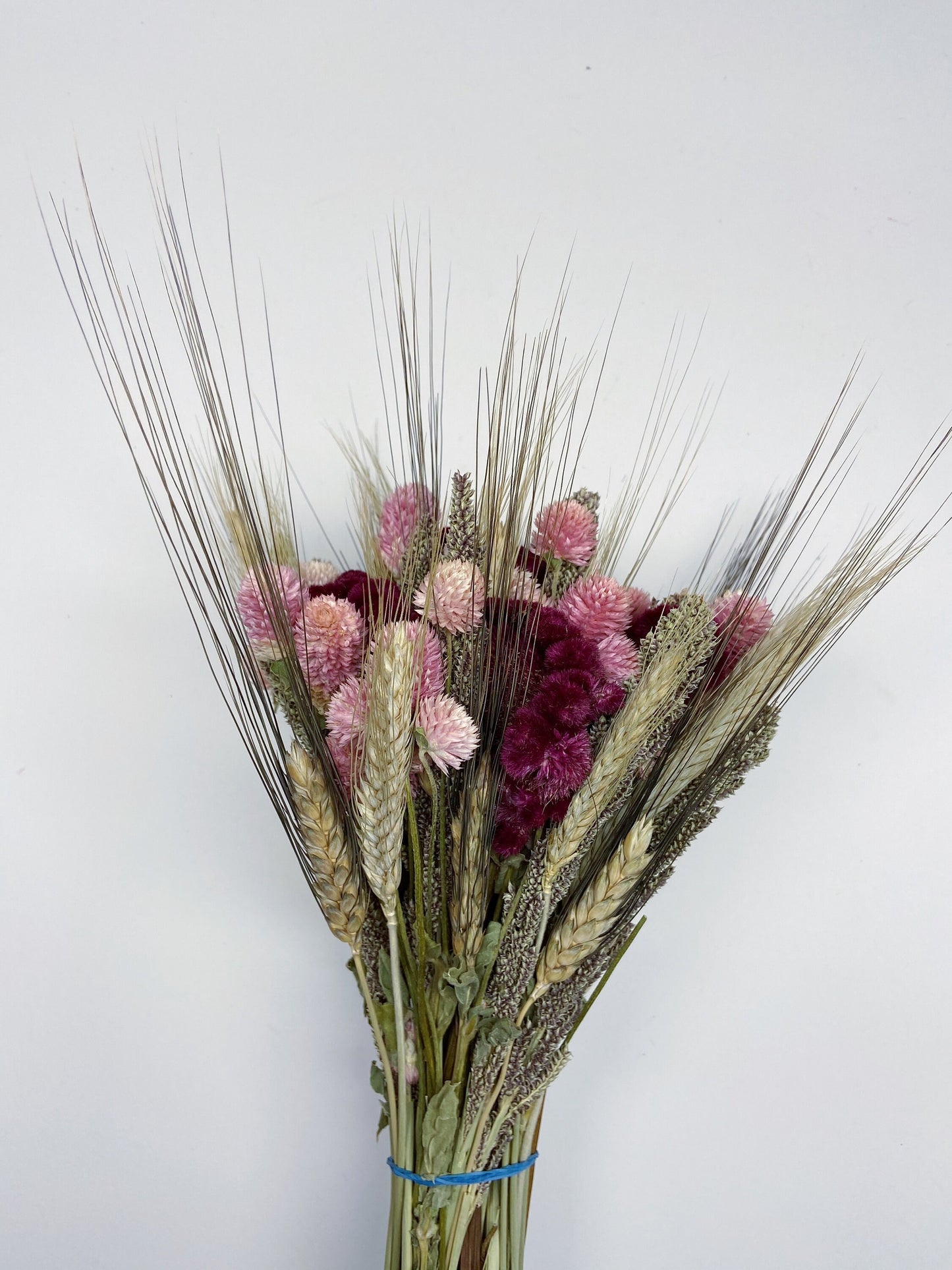 Fall Wedding, Dried Flowers, Rustic Bouquet, Coxcomb, Globe amaranth, Tapestry Millet, Wheat, Fall Colors, Throw Bouquet, Pink