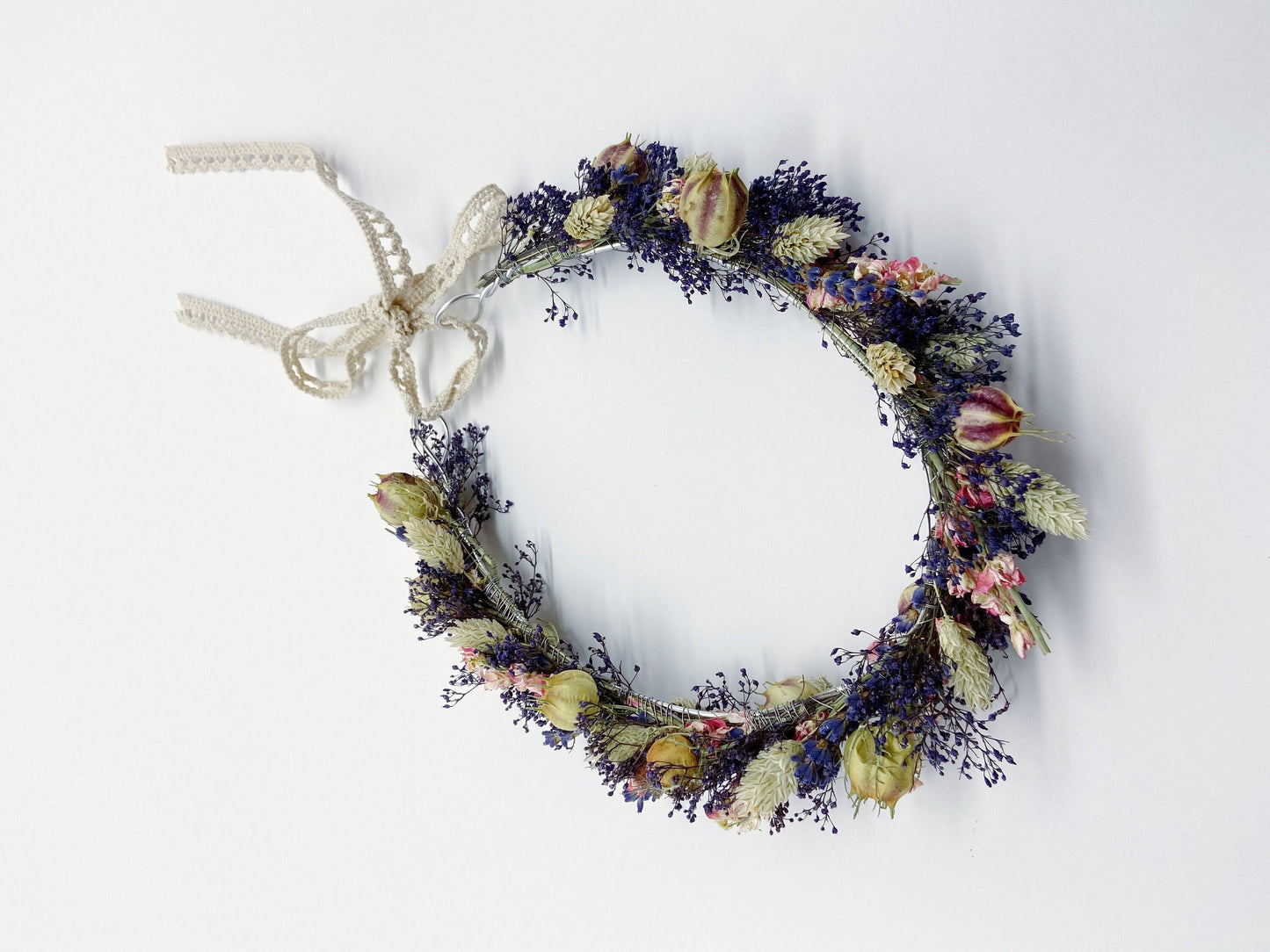Wedding Head Wreath, Crown, Hoop, Wall Wreath, Halo, Boho, Wild Flower, Floral, Dried Flowers, Simple, Rustic, Preserved, Whimsical, Forest