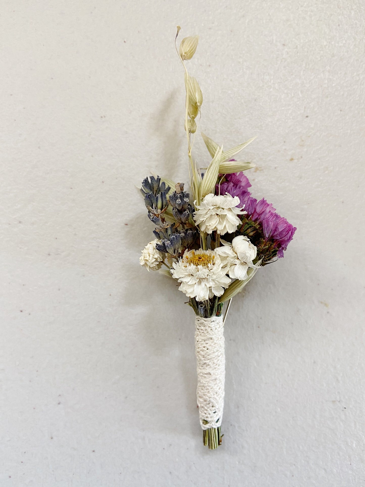 Purple Bouquet, Dried Oats, Lavender, Preserved Sinuata Statice, Spring, Purple, Violet, White, Ammonium, Preserved Flowers, Bridal, Wedding
