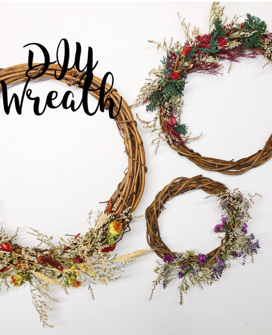 DIY Wreath Kit, Project, Dried Flowers, Mothers Day, Preserved Floral, Arts and Crafts, Grapevine, House decor, Spring, Gift Idea, Christmas