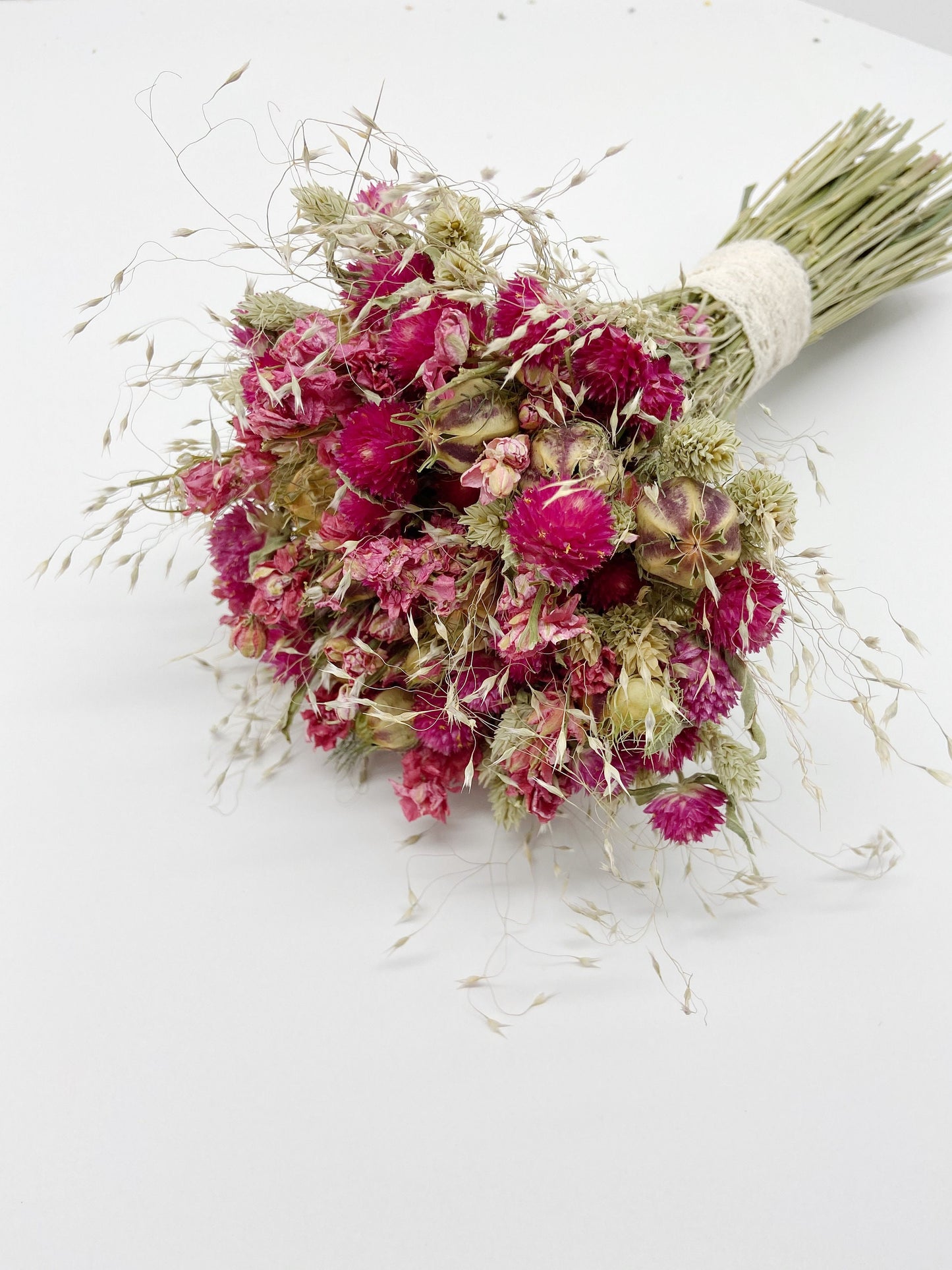 Spring Bouquet, Natural Flowers, Dried Flowers, Bridal, Wedding, Floral, Colorful, Bridesmaid, Pink, nigella, phalaris, Spring, Throw