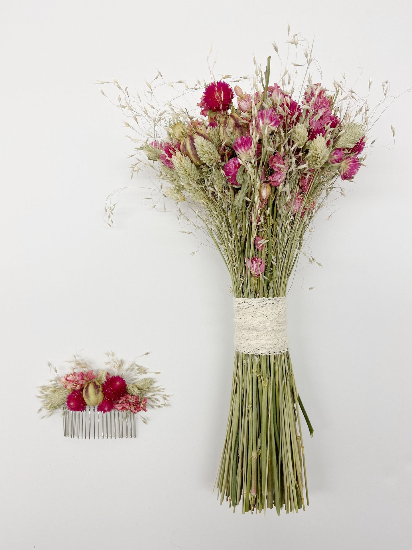 Spring Bouquet, Natural Flowers, Dried Flowers, Bridal, Wedding, Floral, Colorful, Bridesmaid, Pink, nigella, phalaris, Spring, Throw