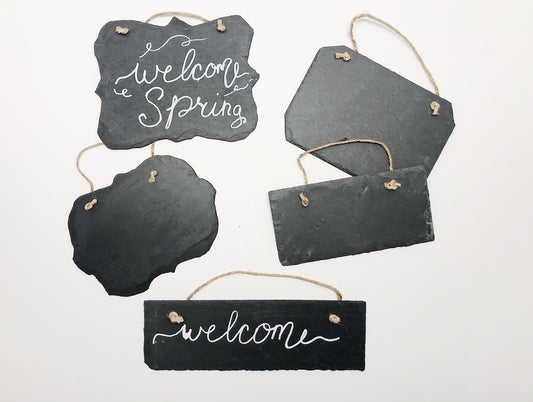 Slate hanger, Blank, Chalk, Rectangle, Custom Writing, DIY, Wreath Add on, Wall Decor, Welcome Sign, Front Door, Twine Hanger