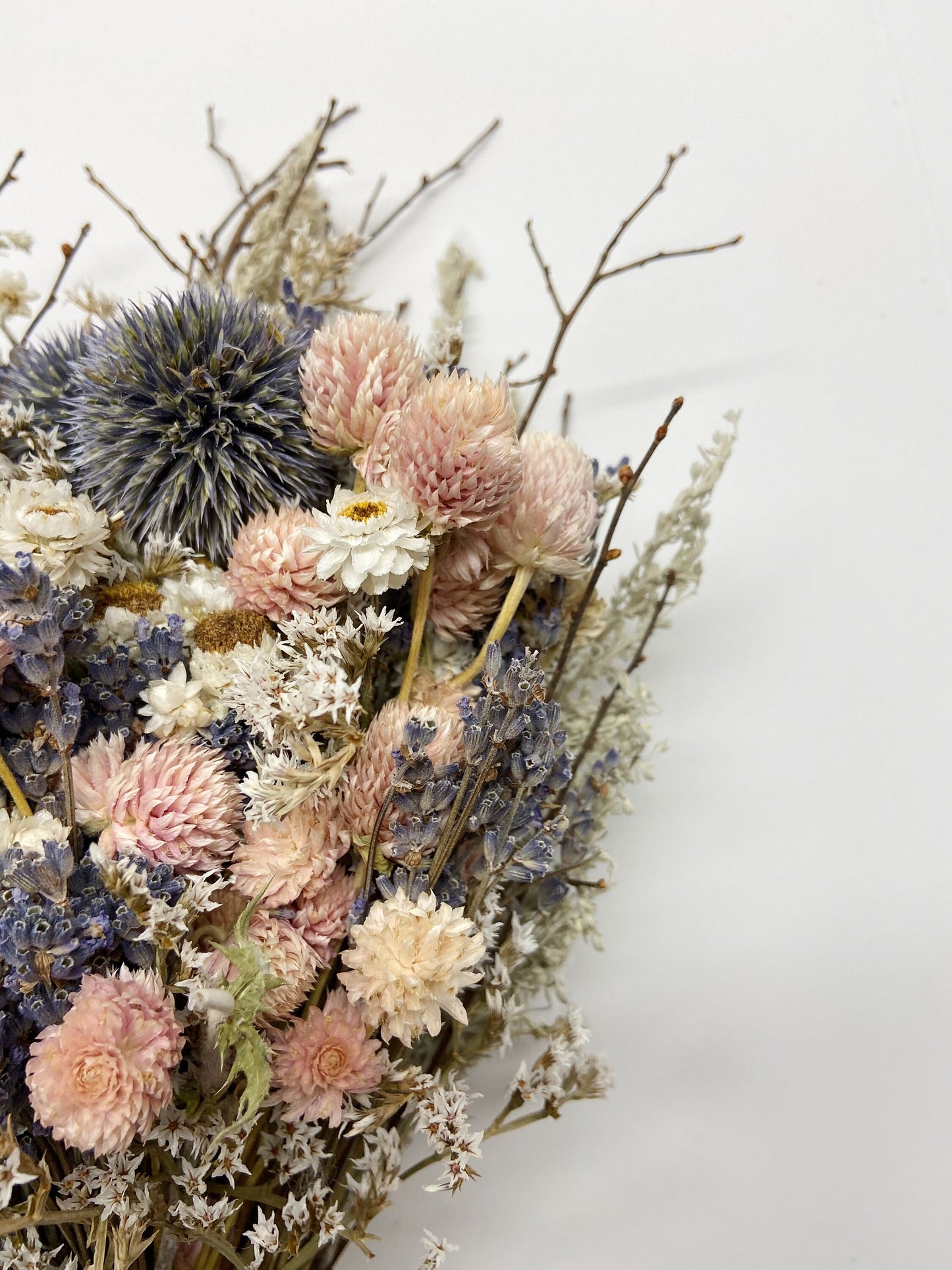 Wedding Bouquet, Winter Style, Lavender, Sweet Huck, German Statice, Wedding, Head wreath, boutonnire, corsage, Cute, Pink, hair comb