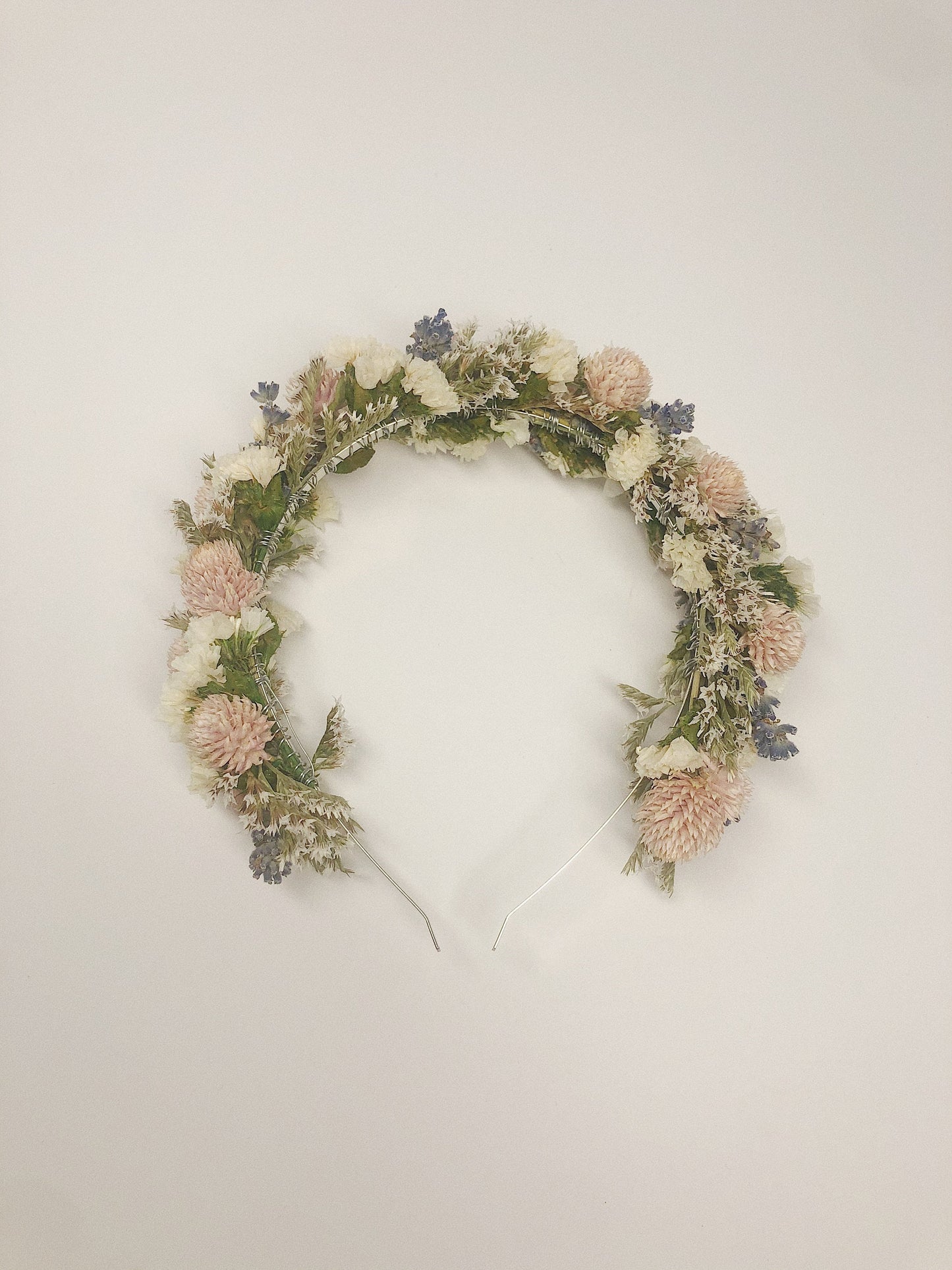 Pink Headband, Dried Flowers, Ivory, Preserved, Blush, Cream, Neutral, Bridal, Photoshoot, Flower girl, Hair Accessories, Boho, Pastel