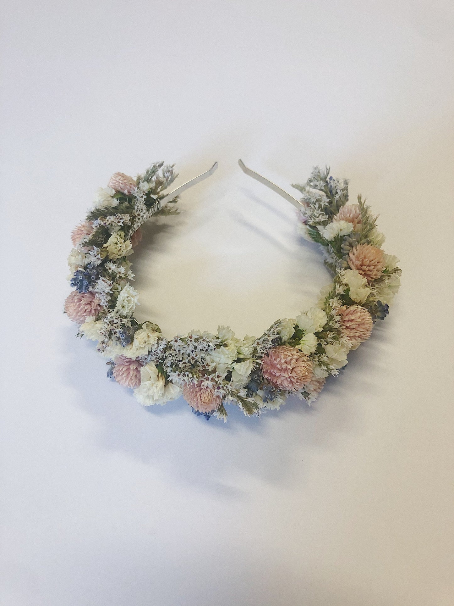 Pink Headband, Dried Flowers, Ivory, Preserved, Blush, Cream, Neutral, Bridal, Photoshoot, Flower girl, Hair Accessories, Boho, Pastel