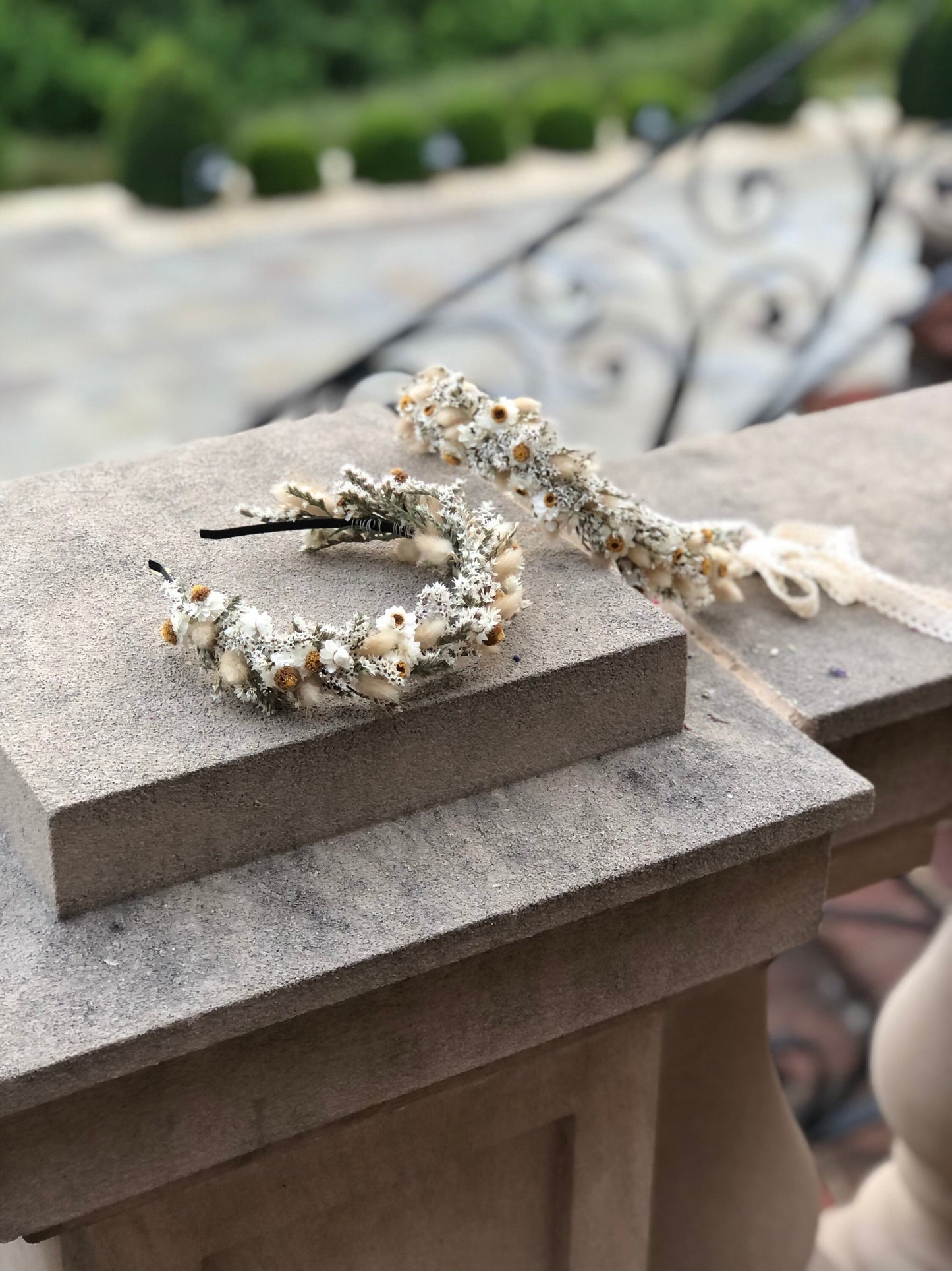 Wedding Head Wreath, Hairband, Crown, Halo, Boho, Wild Flower, Floral, Dried Flowers, Neutral, White, Cream, Photoshoot, Whimsical, Simple
