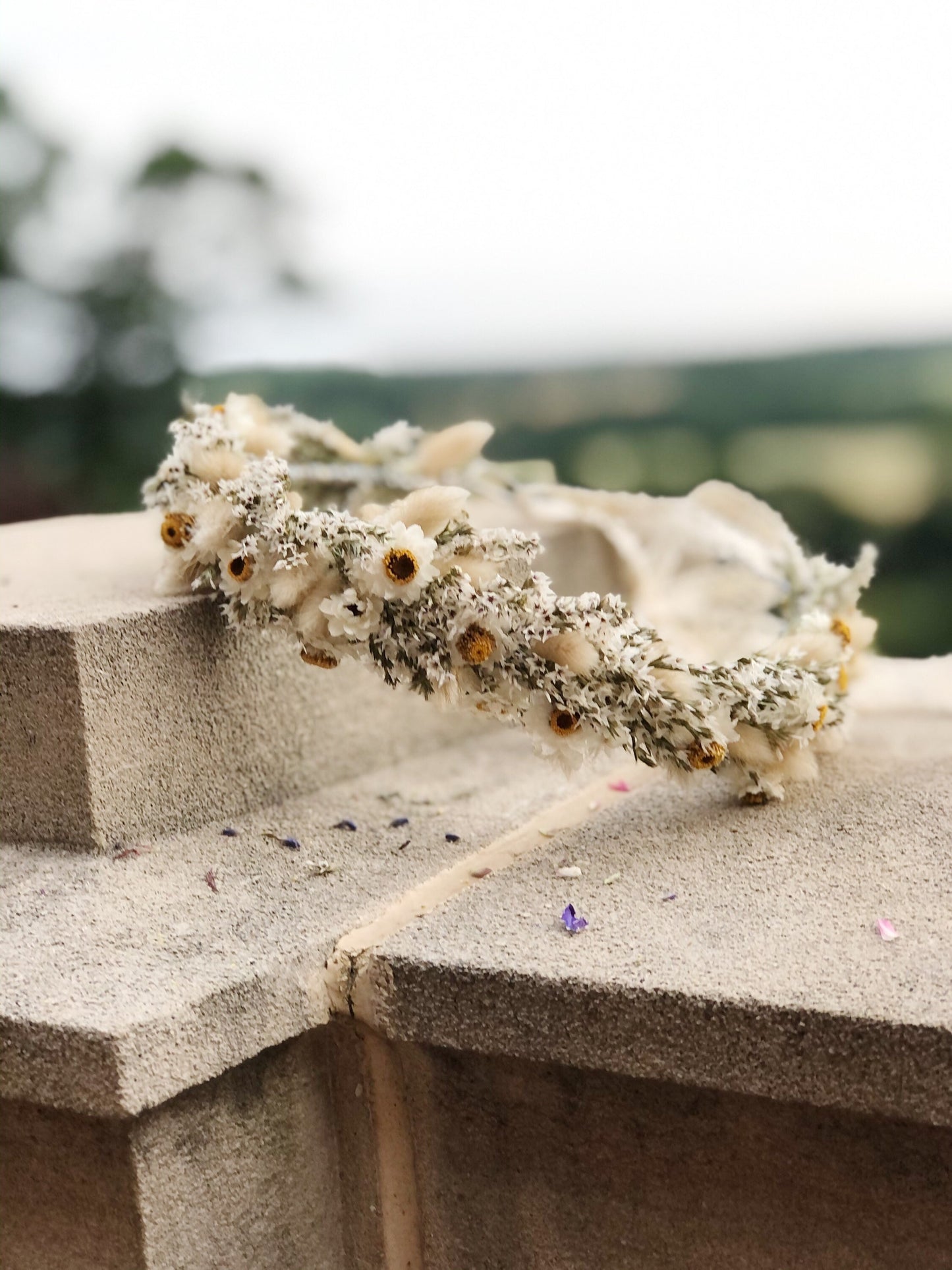 Wedding Head Wreath, Hairband, Crown, Halo, Boho, Wild Flower, Floral, Dried Flowers, Neutral, White, Cream, Photoshoot, Whimsical, Simple