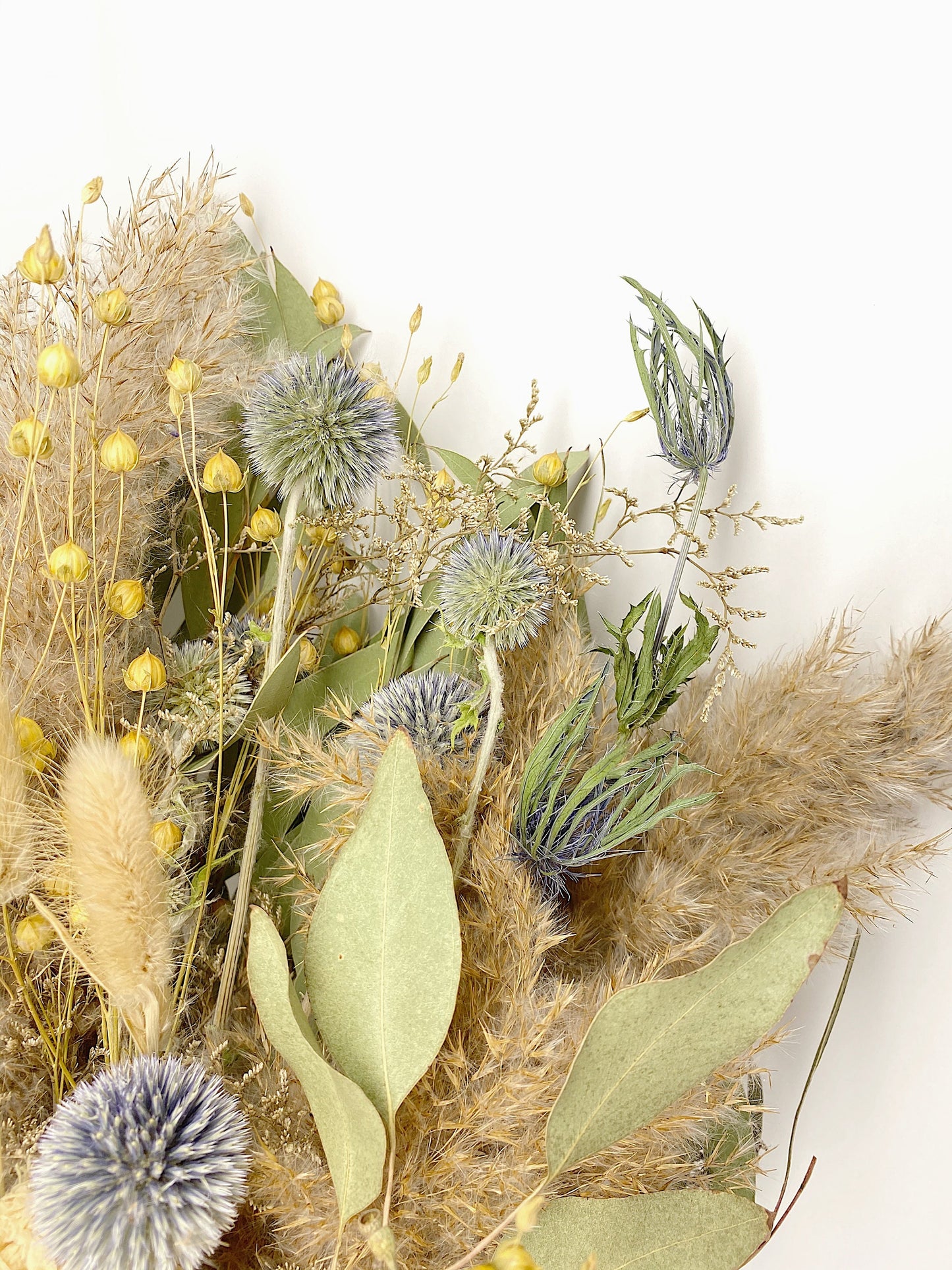 Wedding Bouquet, Pampas Grass, Dried Flowers, Summer, Bridal, Floral, Preserved Flowers, Peonies, Fairy, Blue, Natural, Flax, Greenery