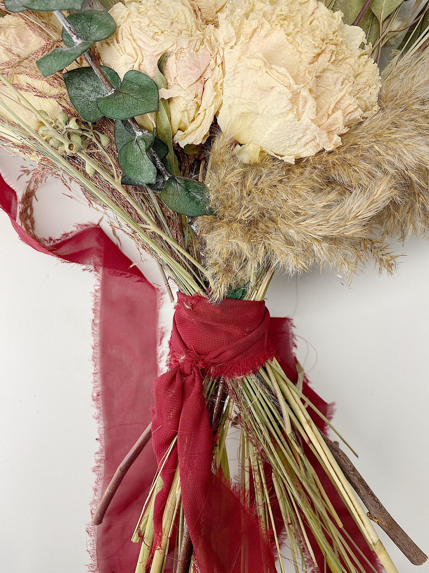 Nude Wedding Bouquet, Pampas grass, Eucalyptus, Cream, Bridal, Cotton, Peonies, Preserved Flowers, Dried Flowers, Summer, Modern Bunny Tails