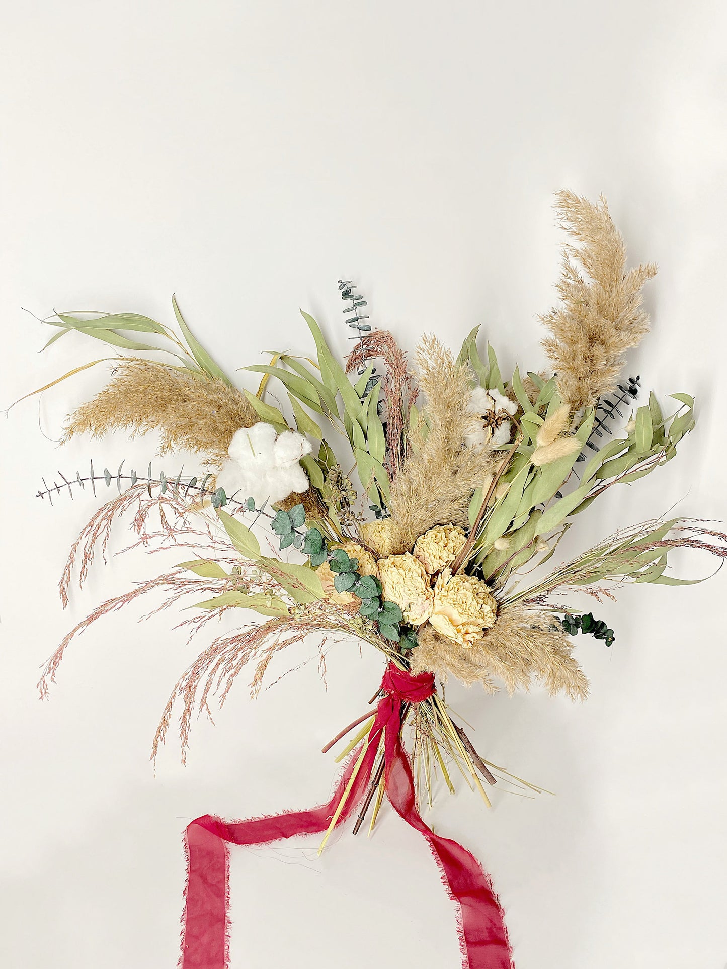 Extra Large Wedding Bouquet, Green White Bridal, Cotton, Peonies, Preserved Flowers, Dried Flowers, Pampas Grass, Modern, Decor, Bunny Tails