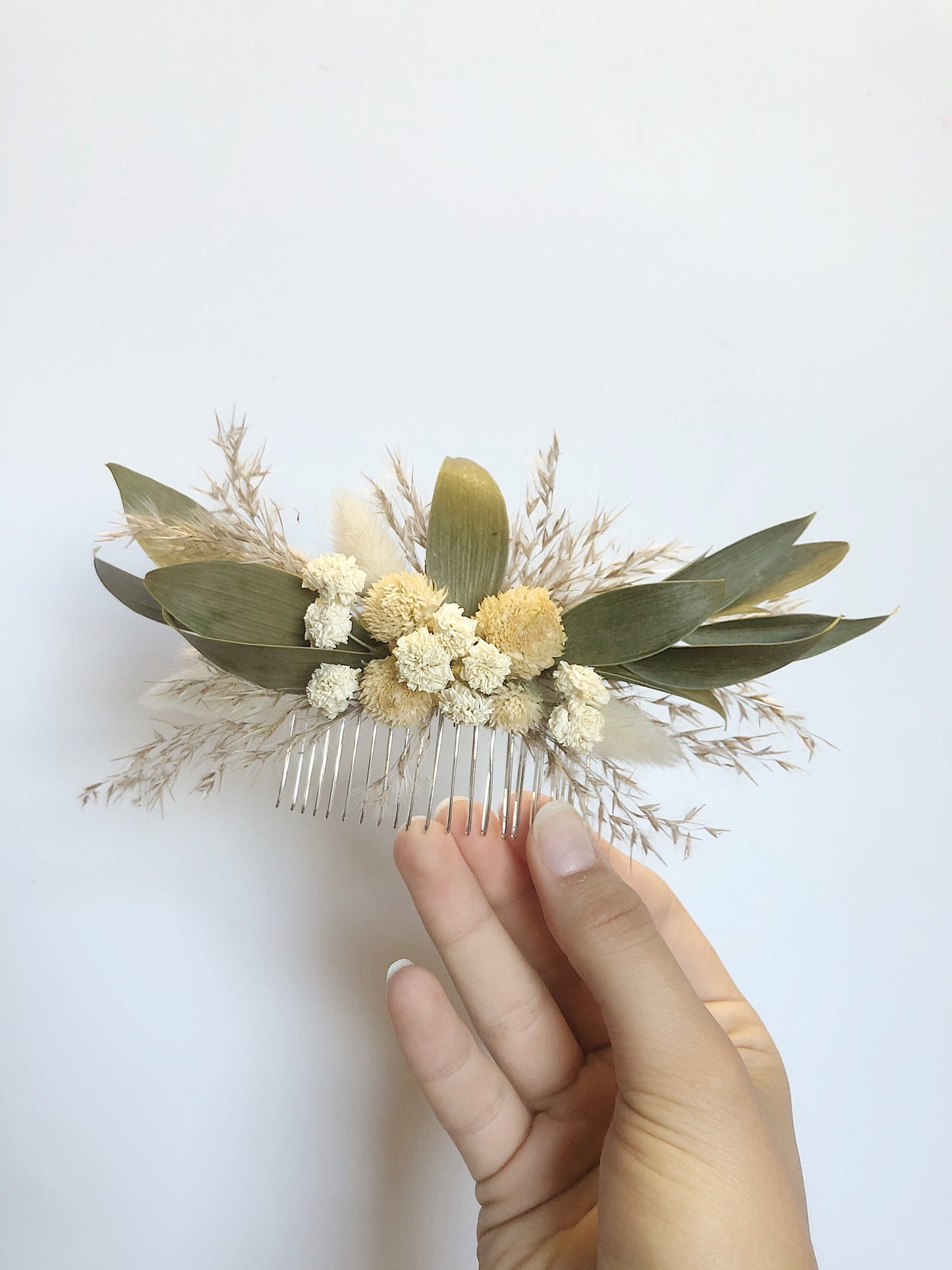 Head Wreath, Hair Comb, Natural Flowers, Head Decoration, Dried Flowers, Neutral, Cute, Bridal, Flower Girl, Photoshoot, Centerpiece, Cream
