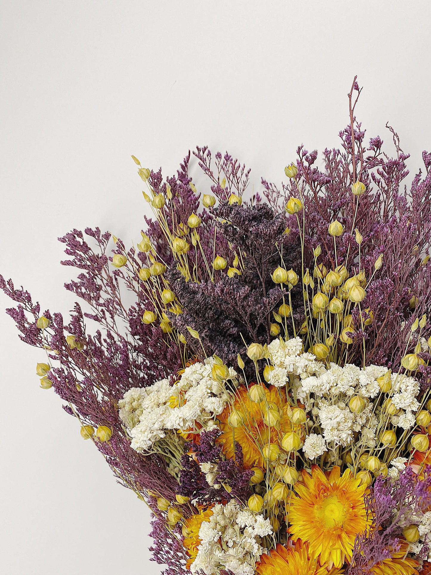 Floral Bouquet, Wedding, Purple and Orange, Dried Flowers, Bridal, Caspia, House Decor, Preserved Flowers, Straw Flowers, Fall