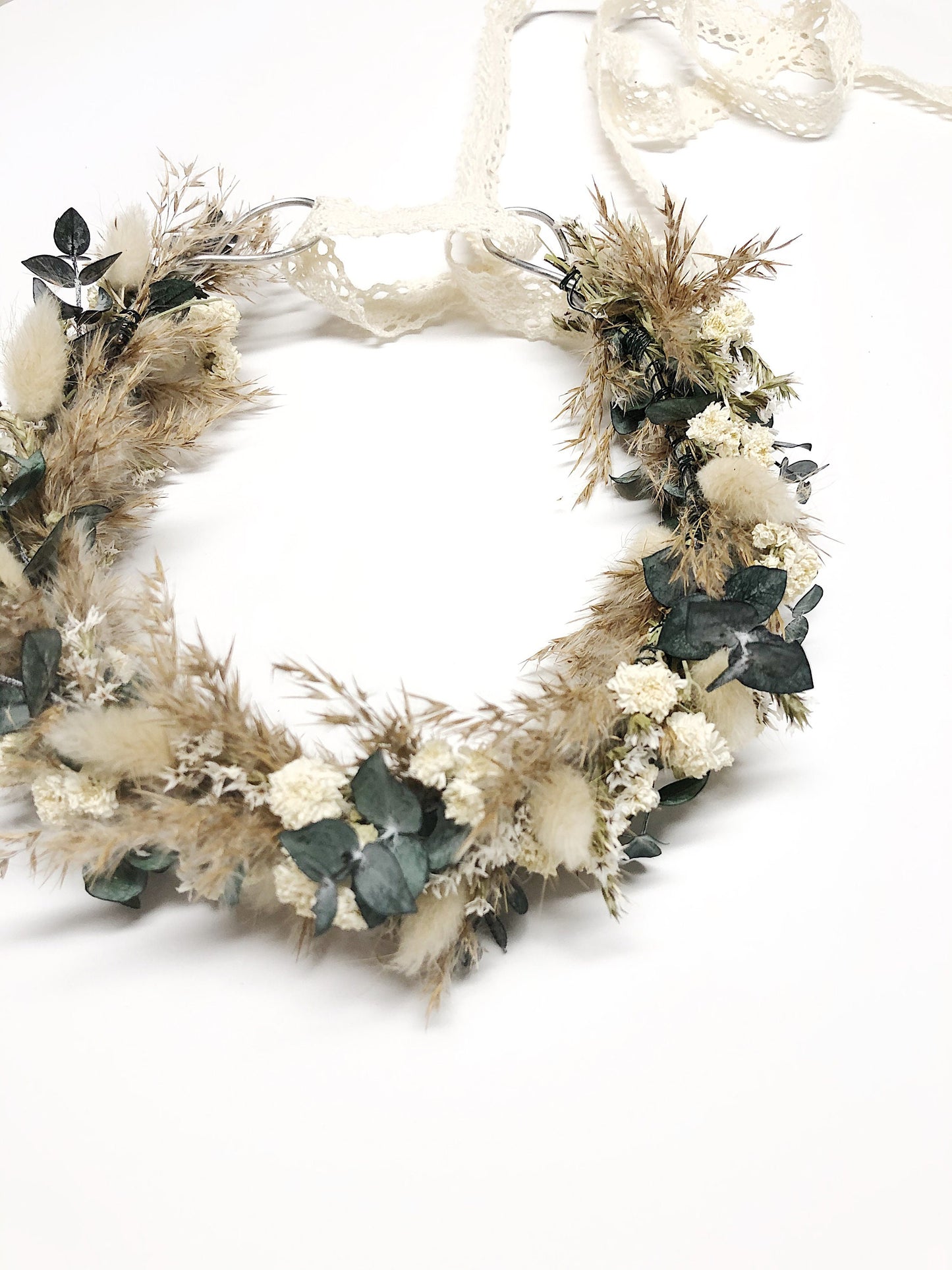 Head Wreath, Hair Comb, Natural Flowers, Head Decoration, Dried Flowers, Neutral, Cute, Bridal, Flower Girl, Photoshoot, Centerpiece, Cream