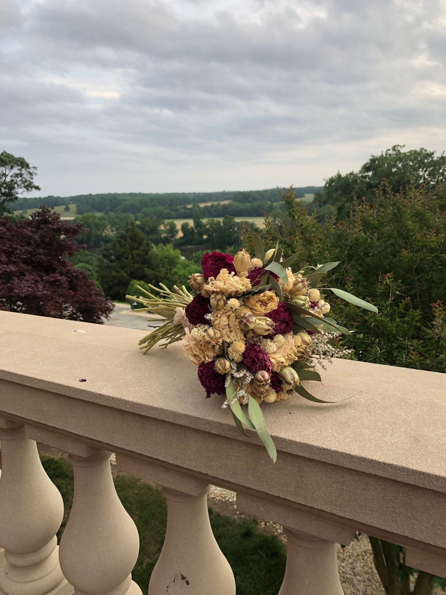 Wedding Bouquet, Peonies, Dried Flowers, Preserved Flowers, Bridal, Nigella, Cream, Purple, German Statice, Ribbon, Summer, Floral, Greenery
