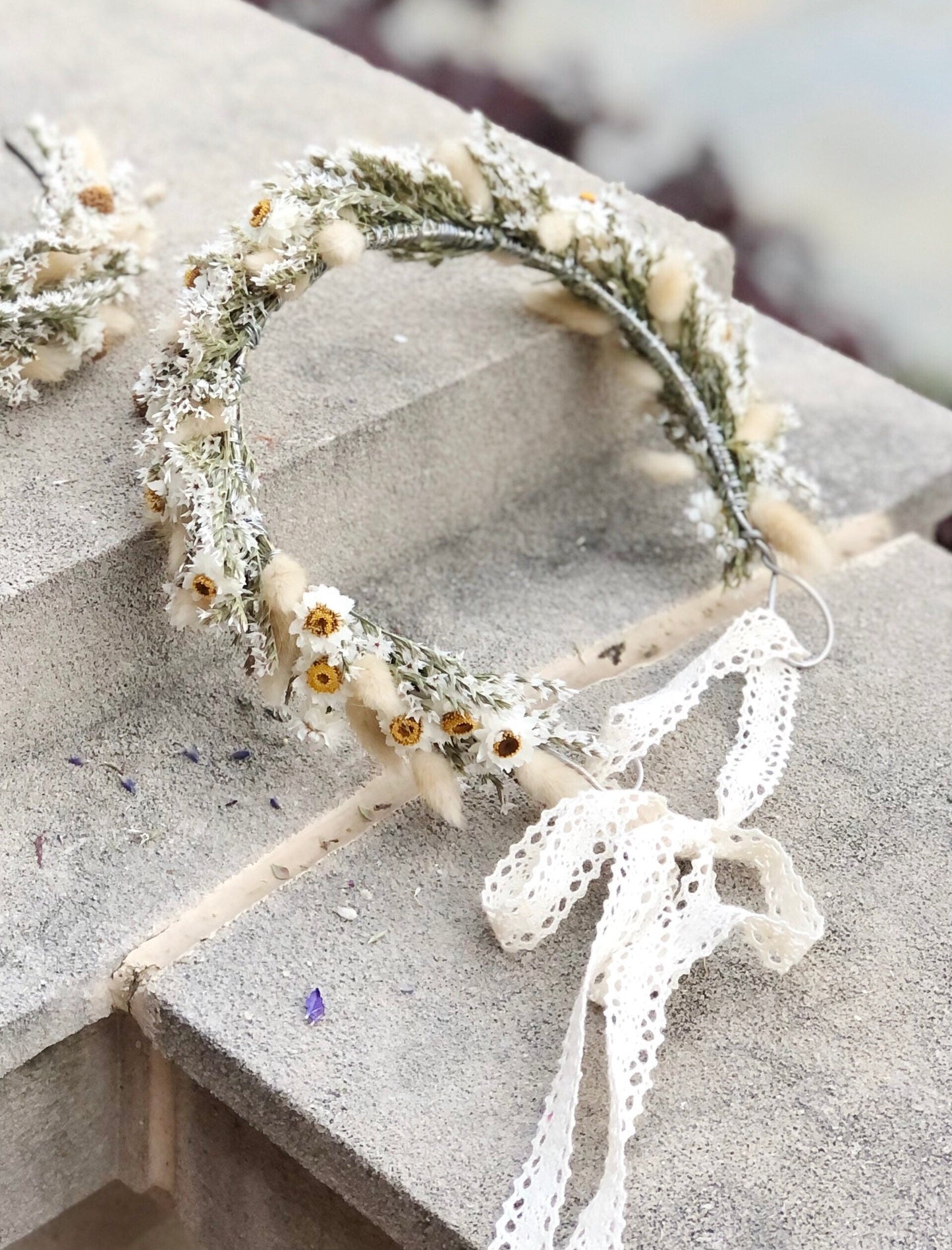 Wedding Head Wreath, Hairband, Crown, Halo, Boho, Wild Flower, Floral, Dried Flowers, Neutral, White, Cream, Photoshoot, Whimsical, Simple
