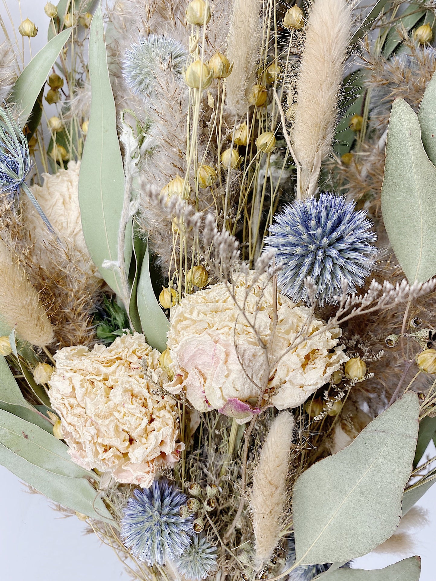 Wedding Bouquet, Pampas Grass, Dried Flowers, Summer, Bridal, Floral, Preserved Flowers, Peonies, Fairy, Blue, Natural, Flax, Greenery