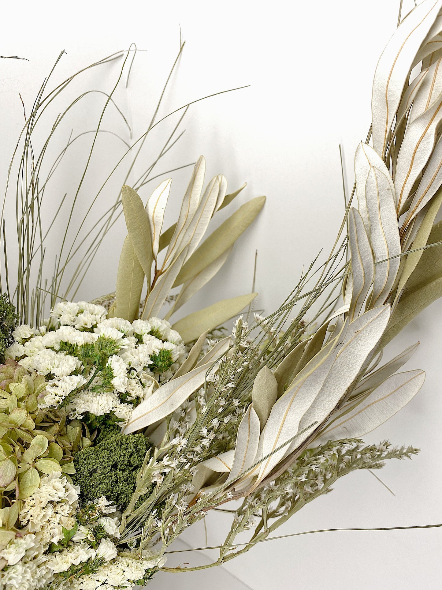 Wedding Bouquet, Green and White, Summer Bouquet, Hydrangeas, Bridal, Floral, Preserved Flowers, German Statice, Neutral, Ribbon, Decor