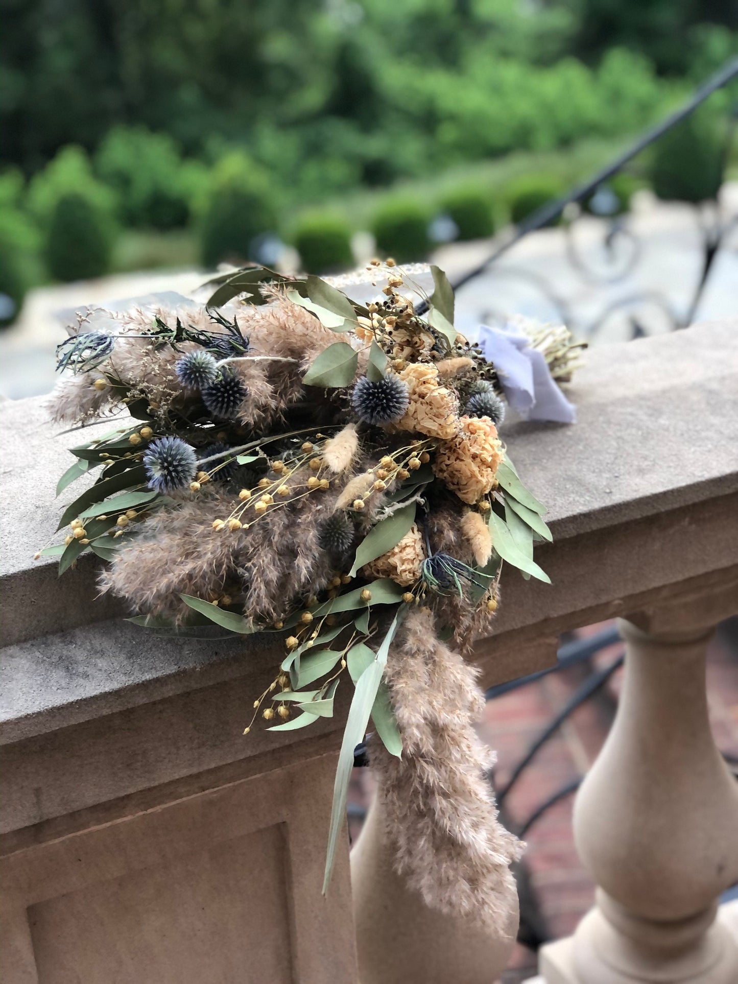 Wedding Bouquet, Pampas Grass, Dried Flowers, Summer, Bridal, Floral, Preserved Flowers, Peonies, Fairy, Blue, Natural, Flax, Greenery