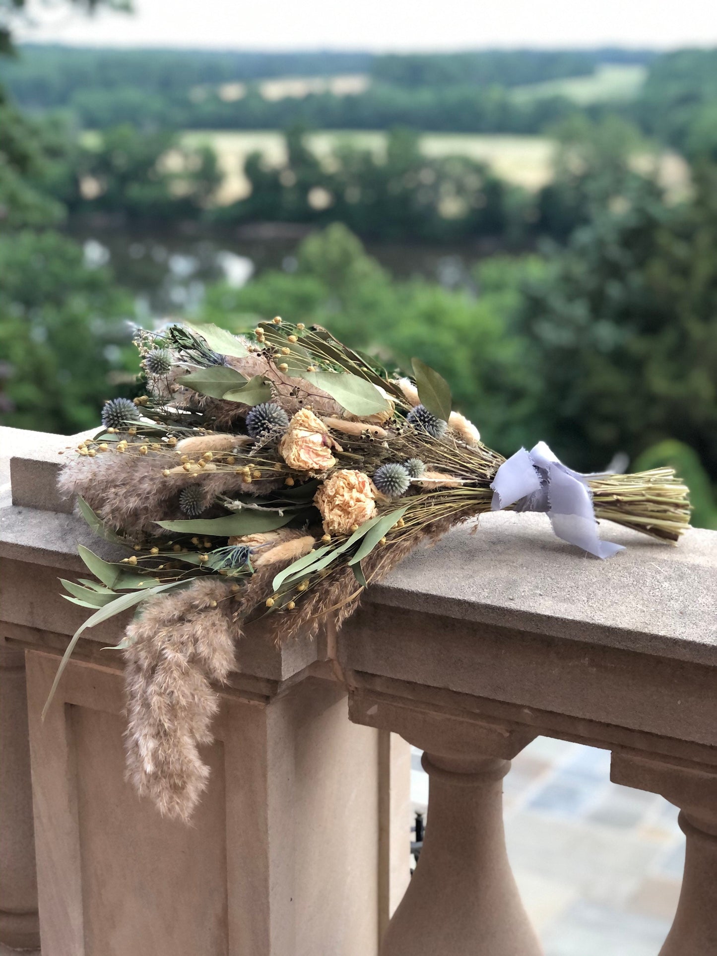 Wedding Bouquet, Pampas Grass, Dried Flowers, Summer, Bridal, Floral, Preserved Flowers, Peonies, Fairy, Blue, Natural, Flax, Greenery